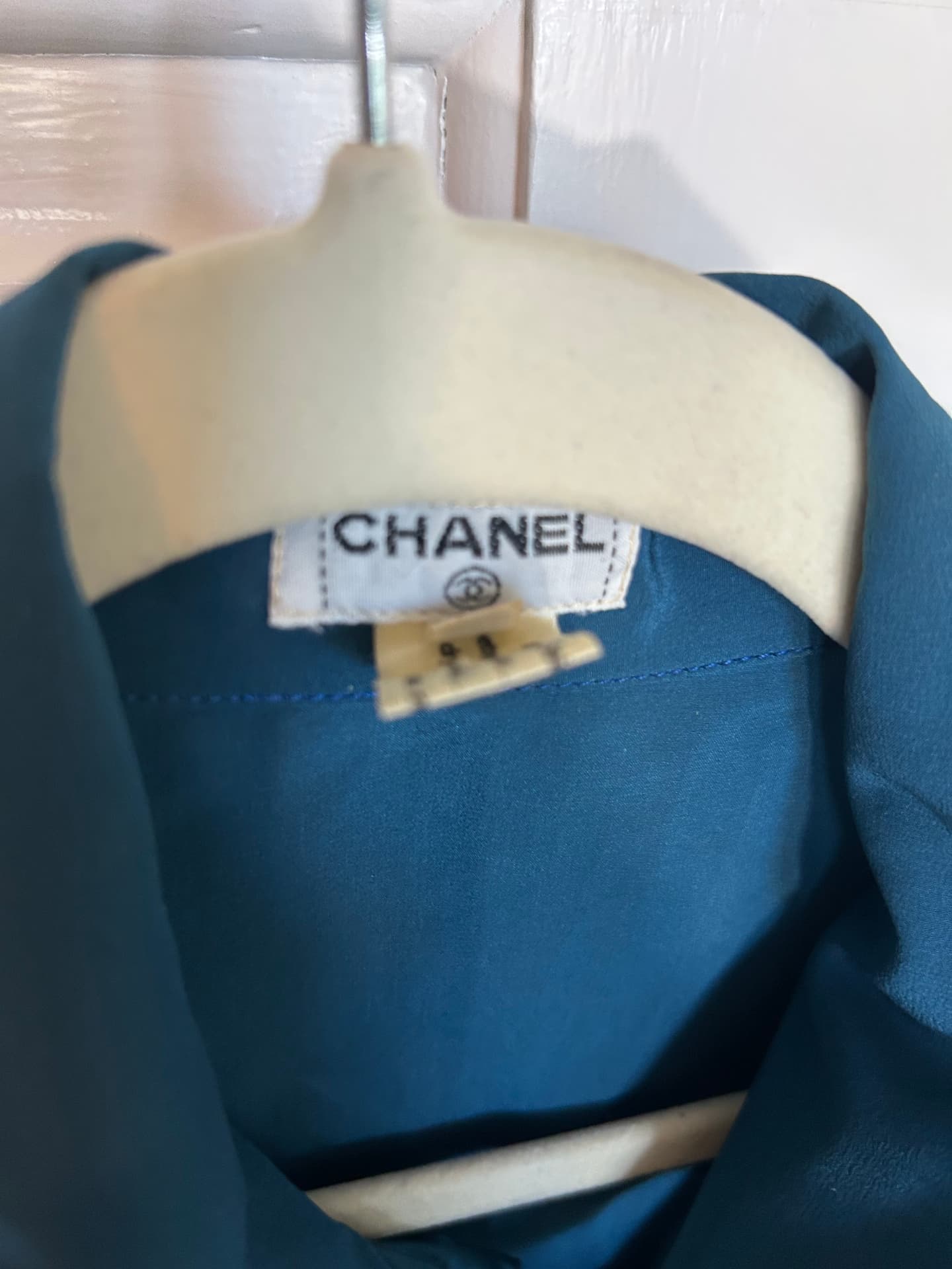 Chanel Pleated Silk Blouse with Self Tie