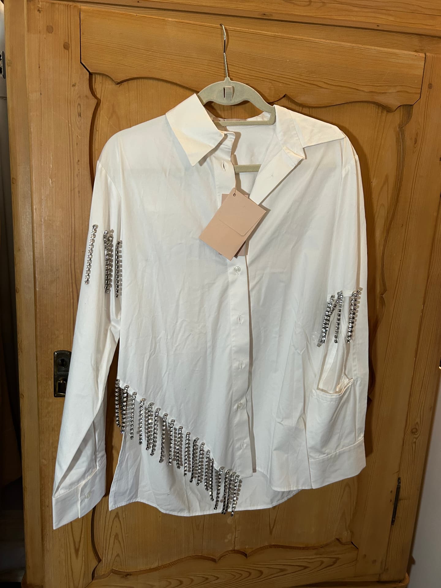 Christopher Kane White Blouse with Sequined Fringe