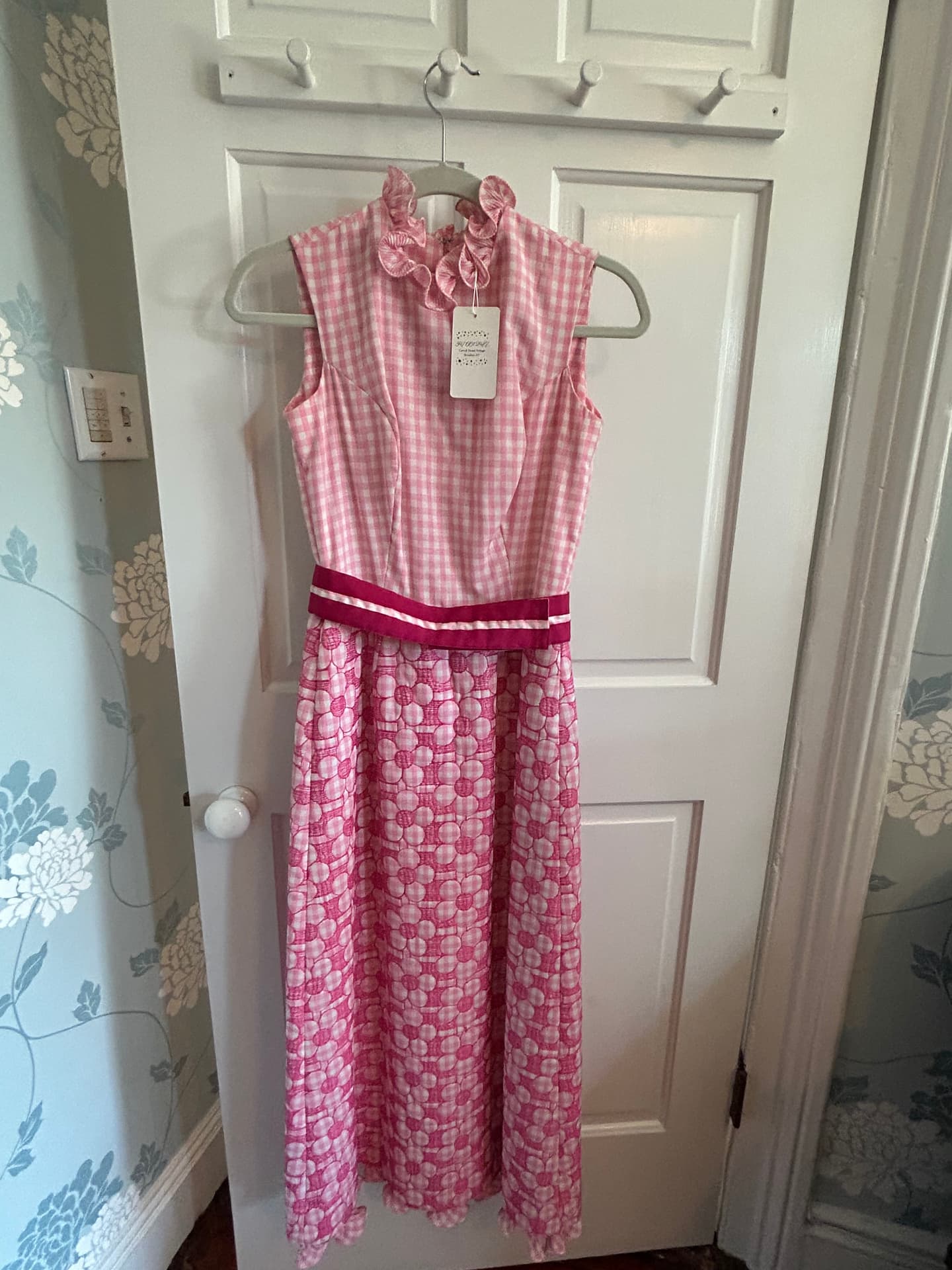 Pink Gingham Maxi Dress