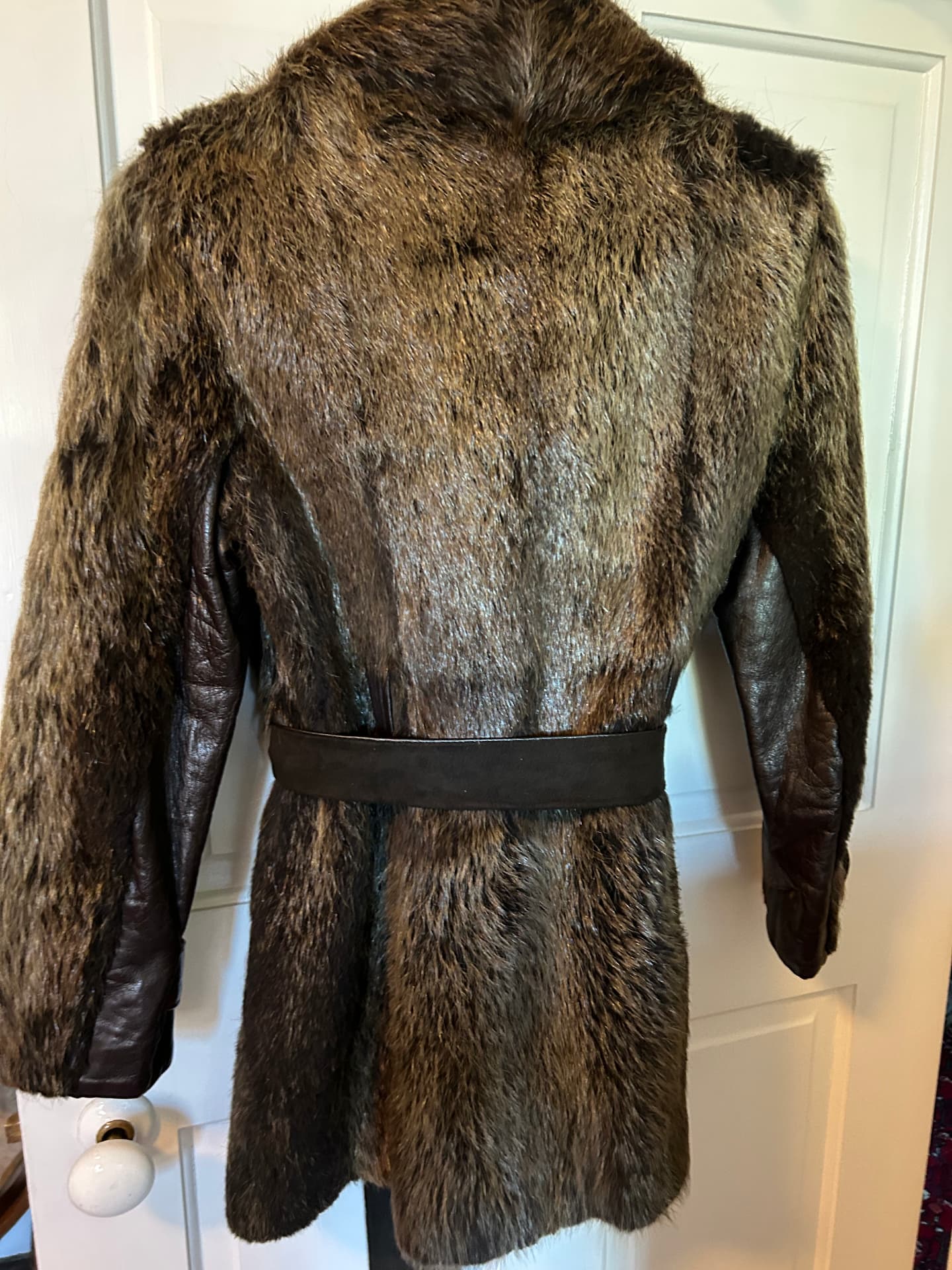 Swedish Possum and Leather Belted Coat