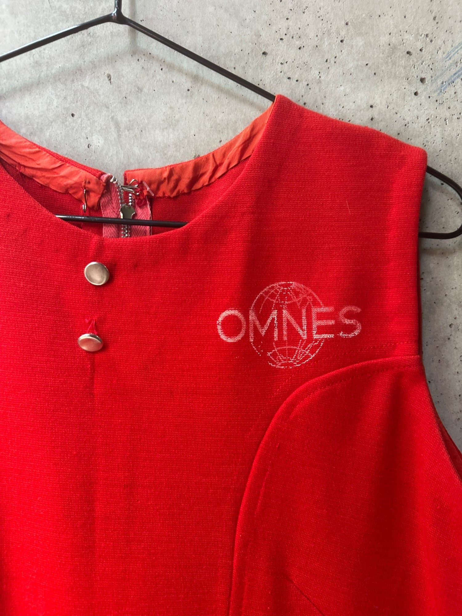 1960s-1970s Omnes Red Sleeveless Mod Mini Dress