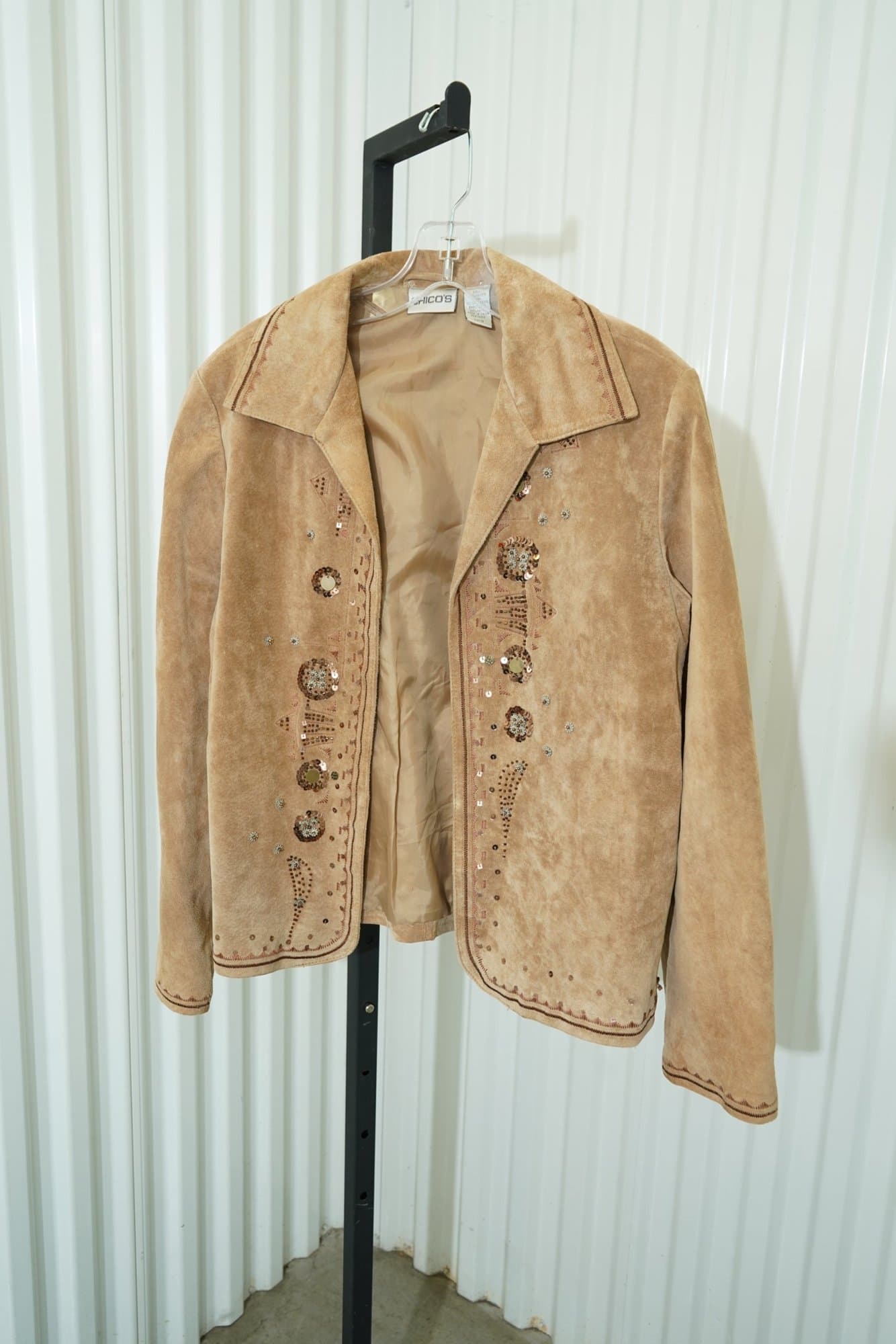CHICO'S Vintage Suede Jacket with Button Details