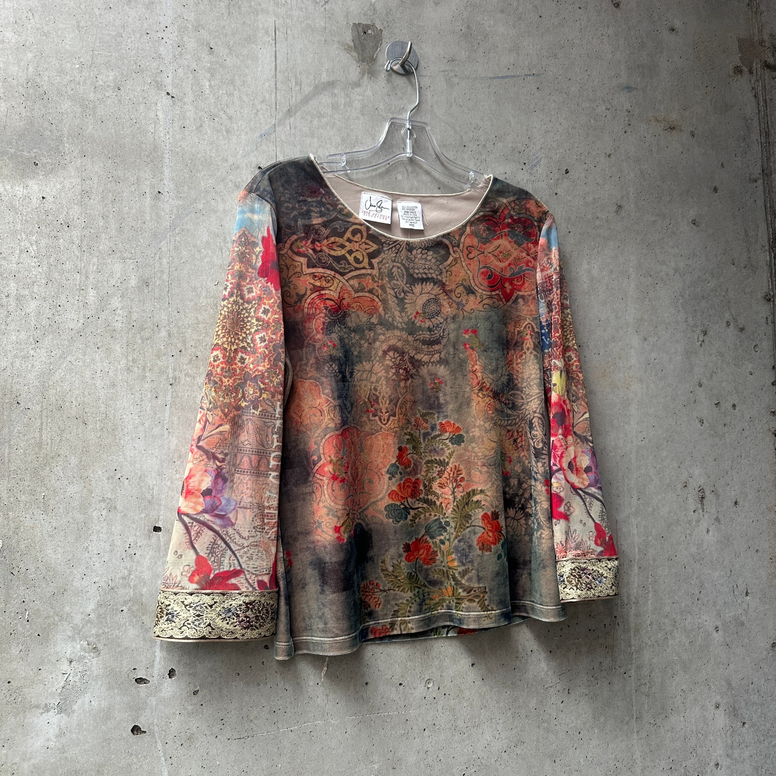 Jane Seymour Signature Boho Mesh Sleeve Top