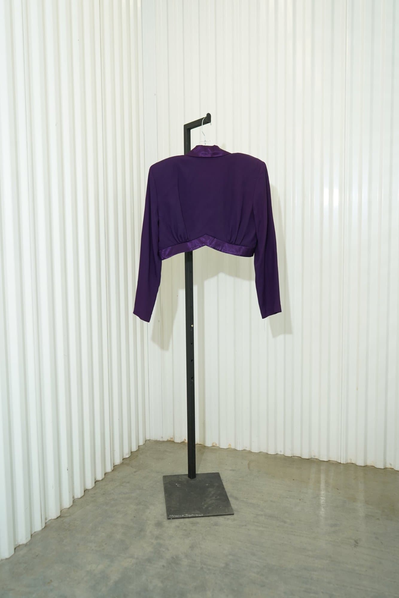 80s/90s FIRE Los Angeles Purple Satin Lapel Cropped Bolero Jacket