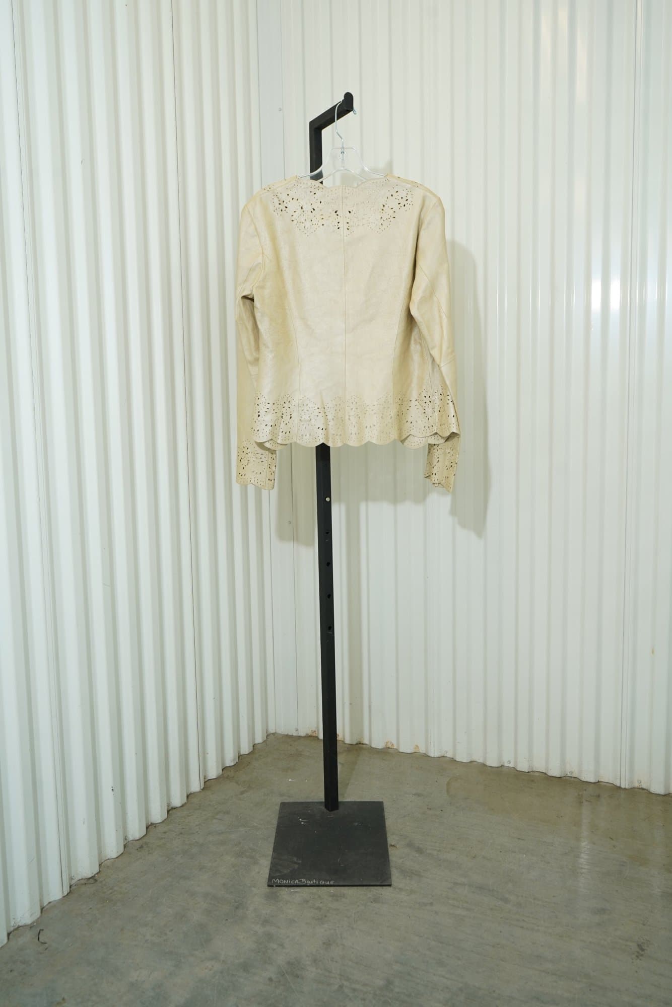 1990s C Concept open-front 100% leather jacket with laser-cut patterns