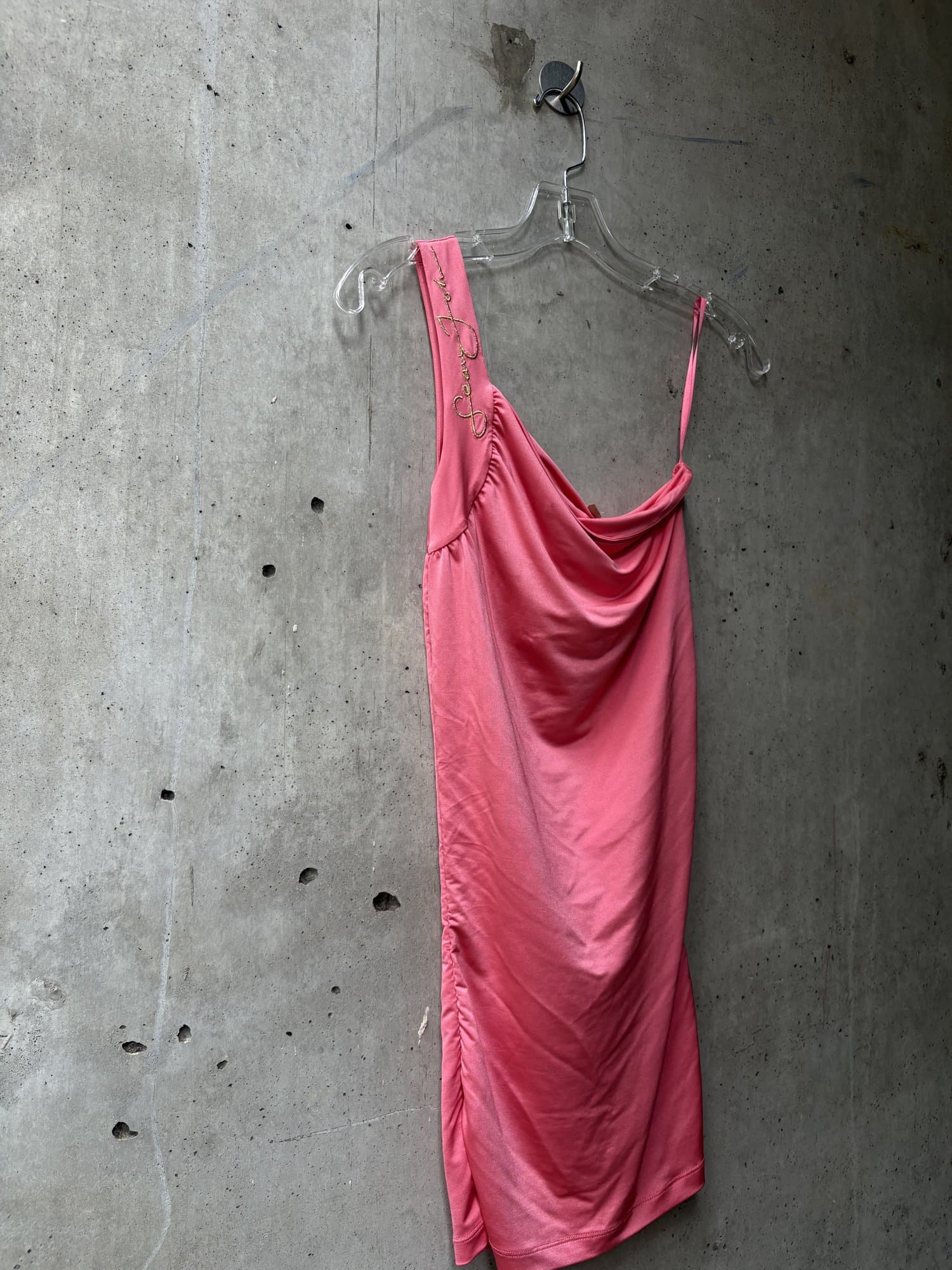 2000s Sean Jean Asymmetric Draped Pink Mini Dress