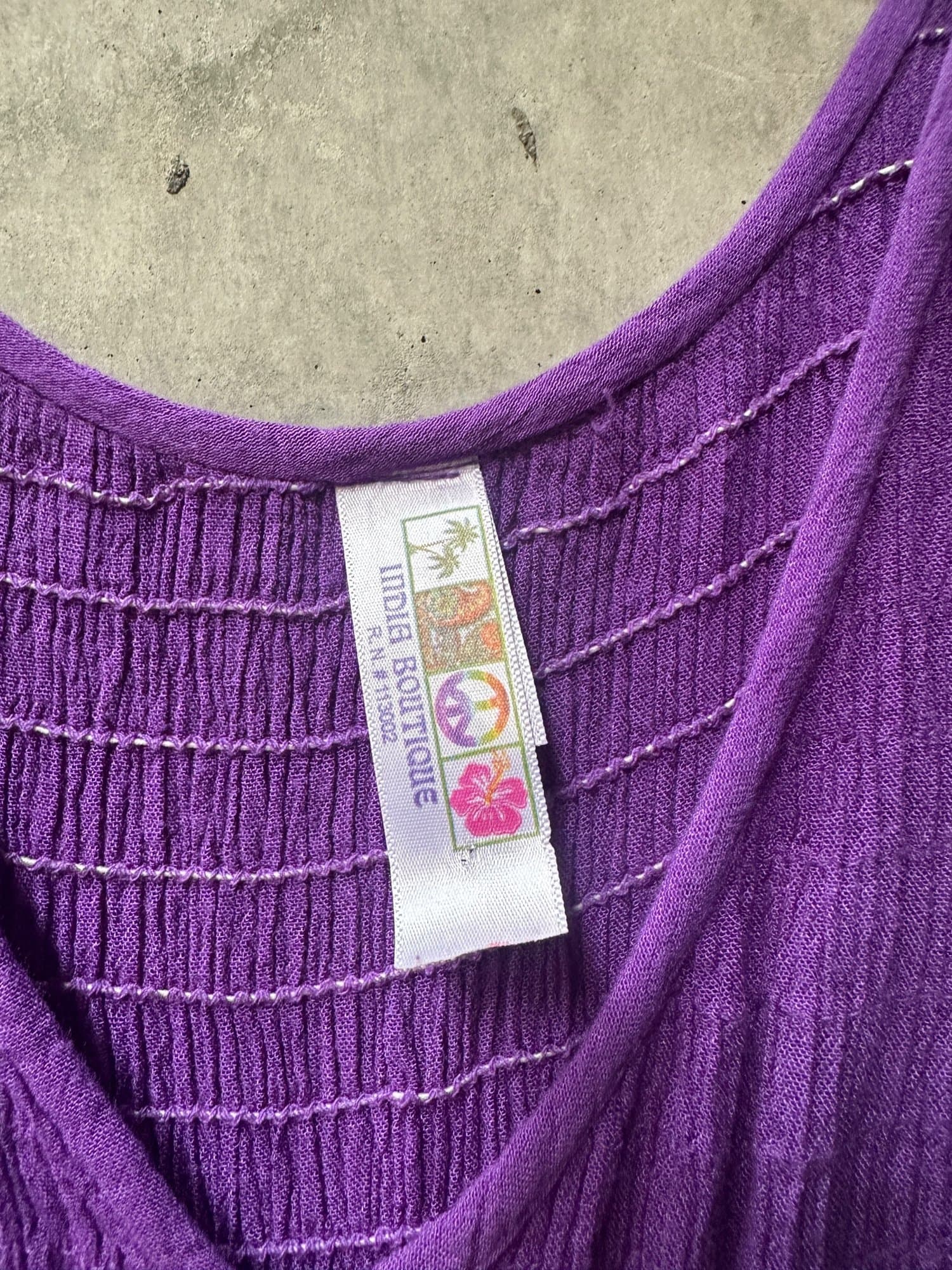 1990s-2000s India Boutique Purple Tie-Dye Sleeveless Dress