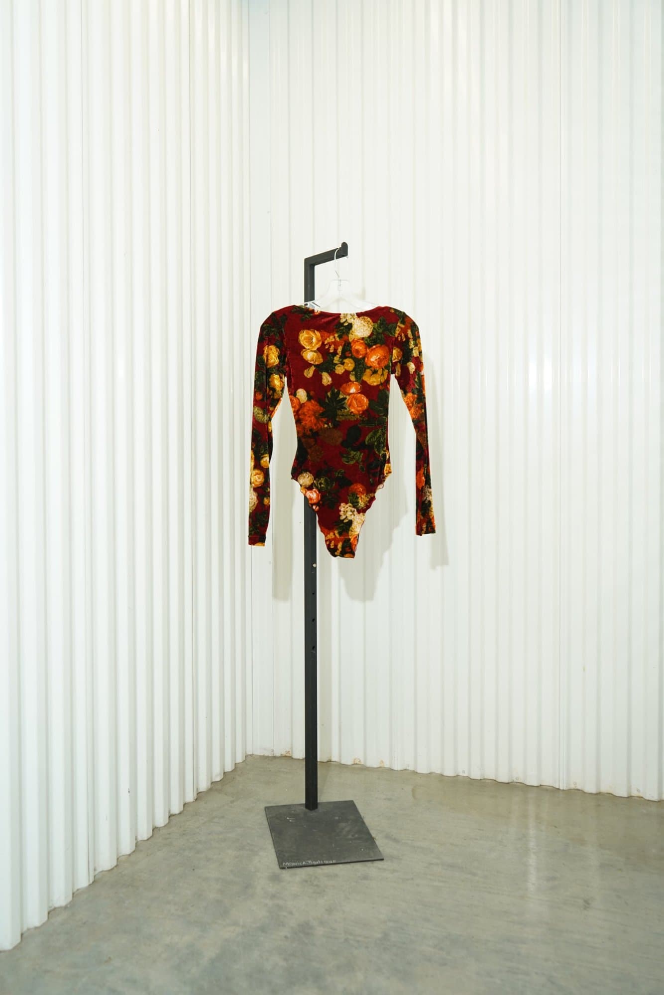 1970s Amazone velvet floral long sleeve bodysuit