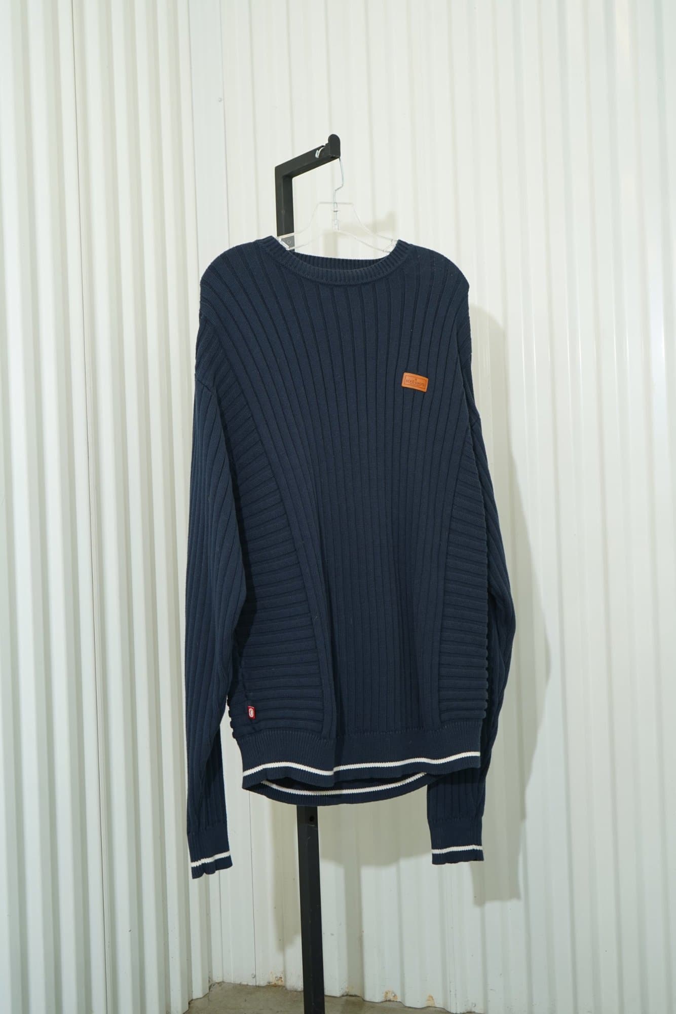 Y2K eckō unltd. Navy Ribbed Crew Neck Sweater (mens)