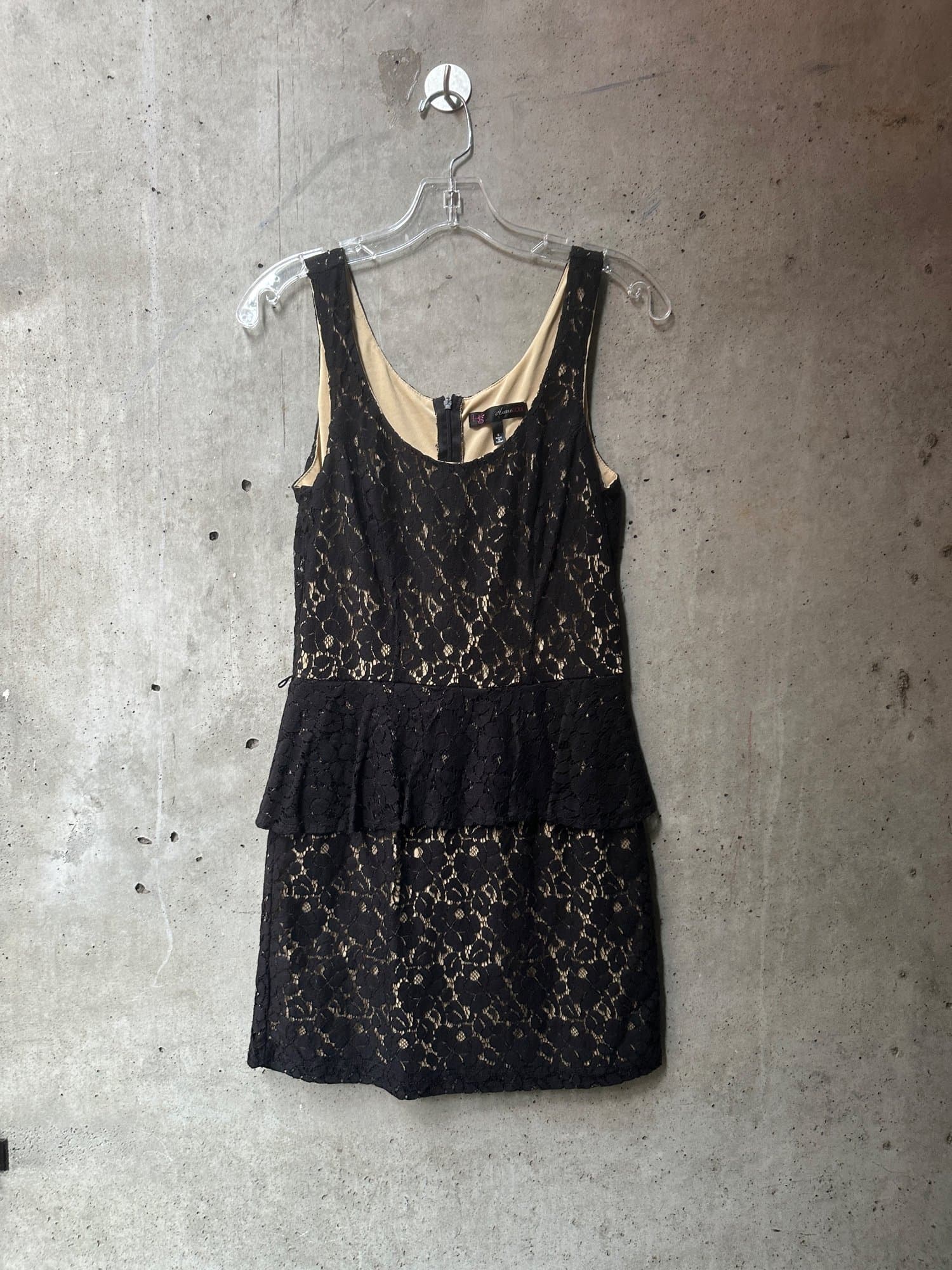 2000s-2010s HeartSOUL Black Lace Peplum Dress