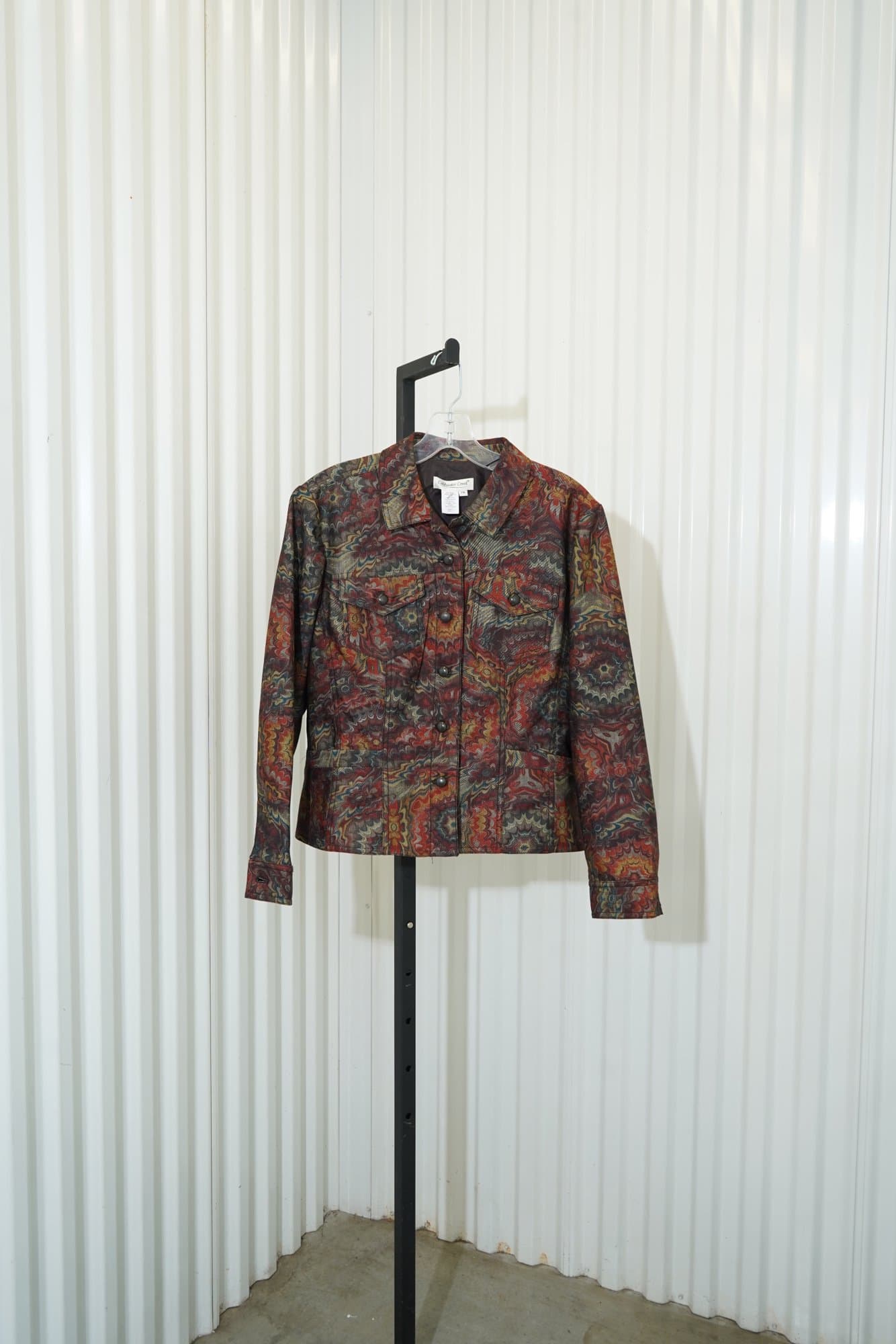 80s Coldwater Creek button-up jacket with colorful marbled print