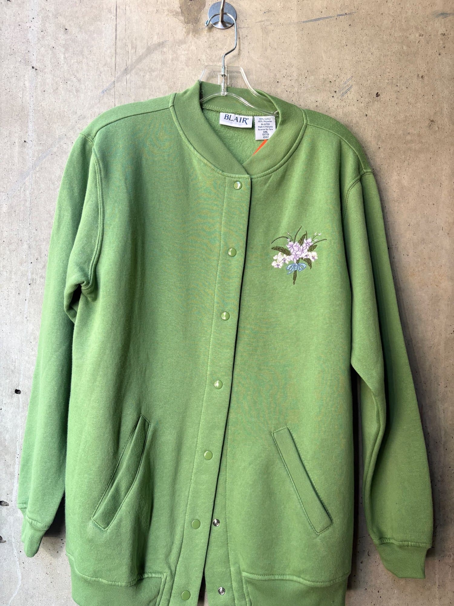 Blair 1980s Green Button up sweater