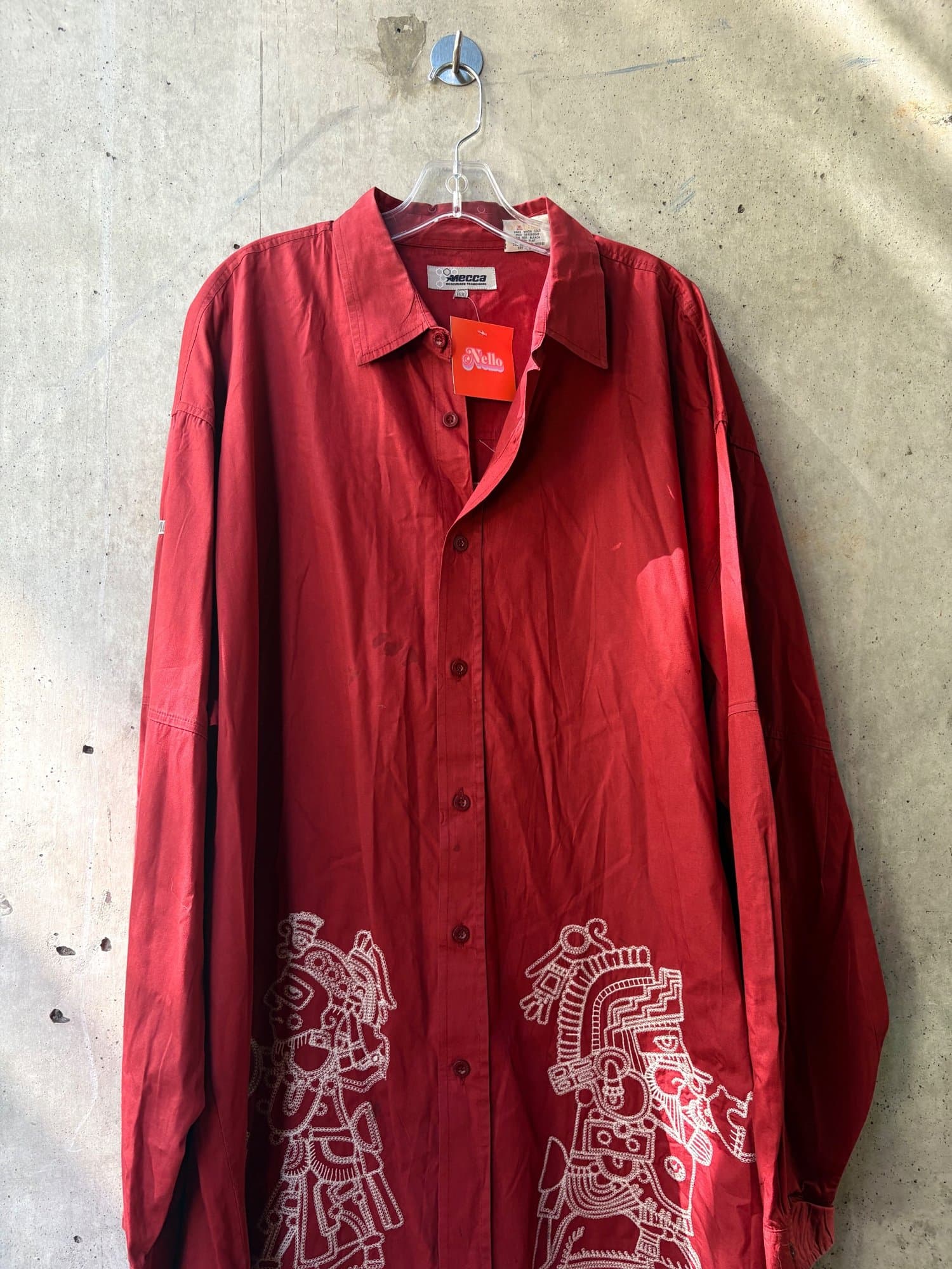 1990s Mecca Embroidered Button UP