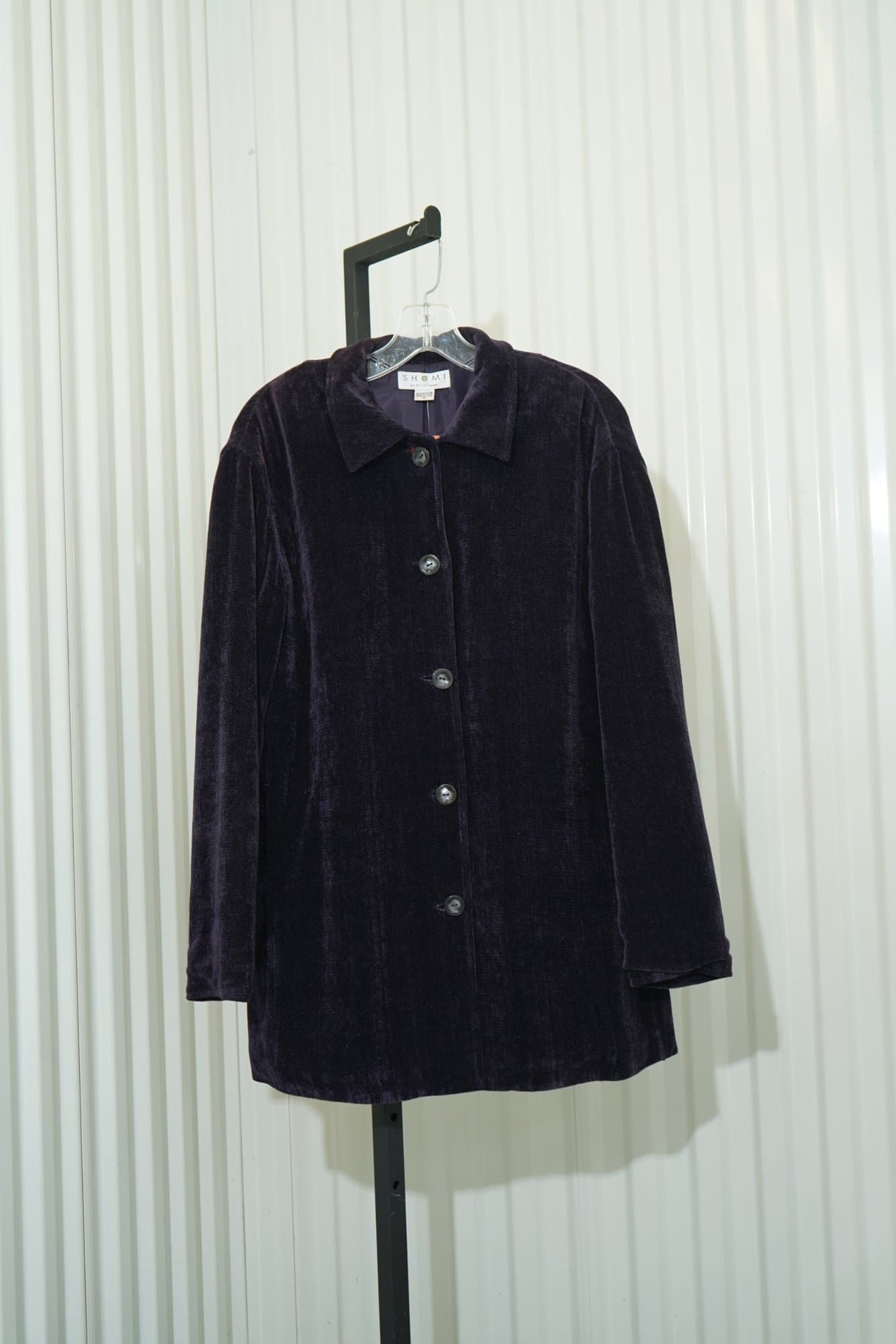 90s Shomi by Miller Shor Eggplant Plus velvet button Front-Jacket
