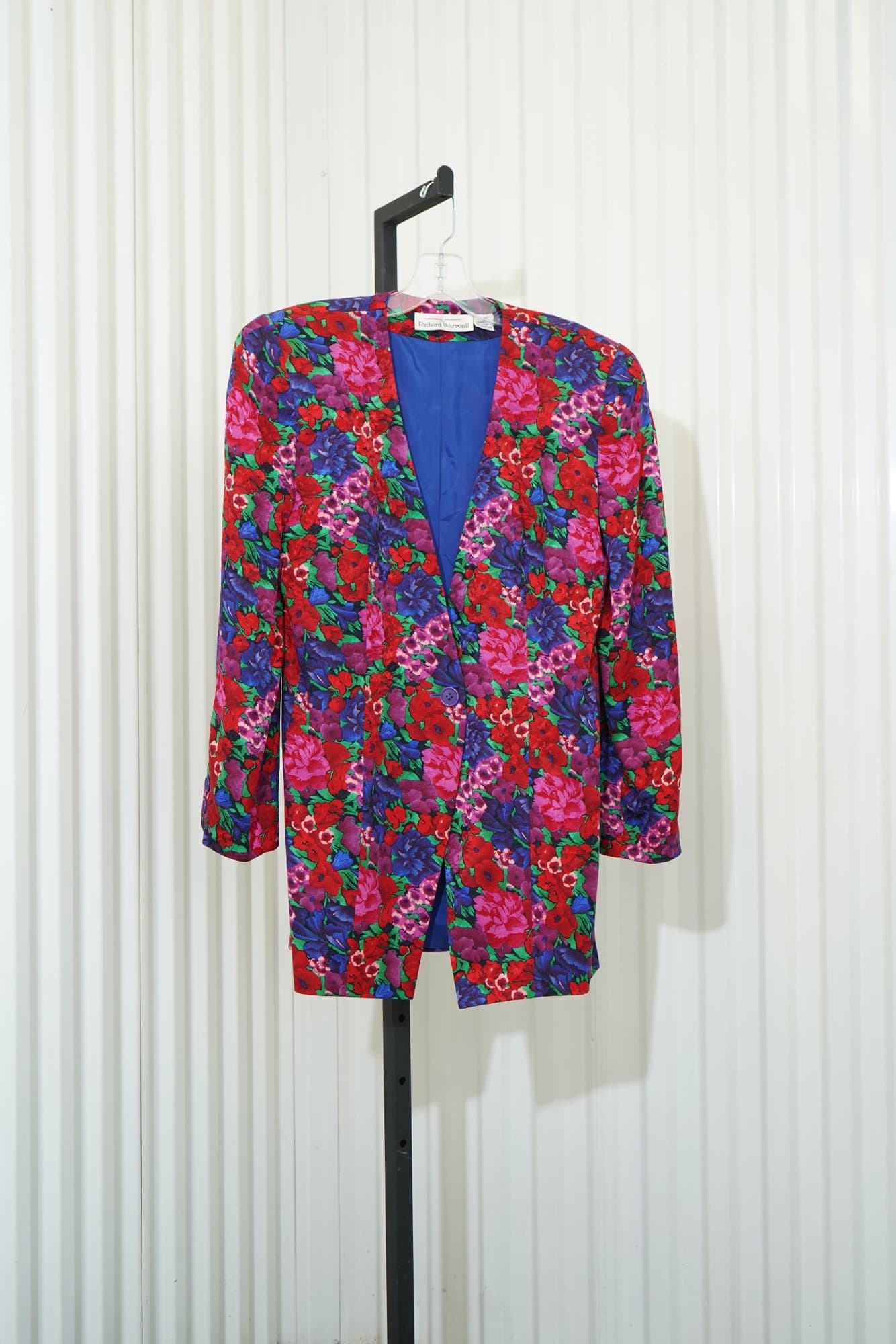 80s Constance Sanders for Richard Warren II Richard silk vibrant floral jacket