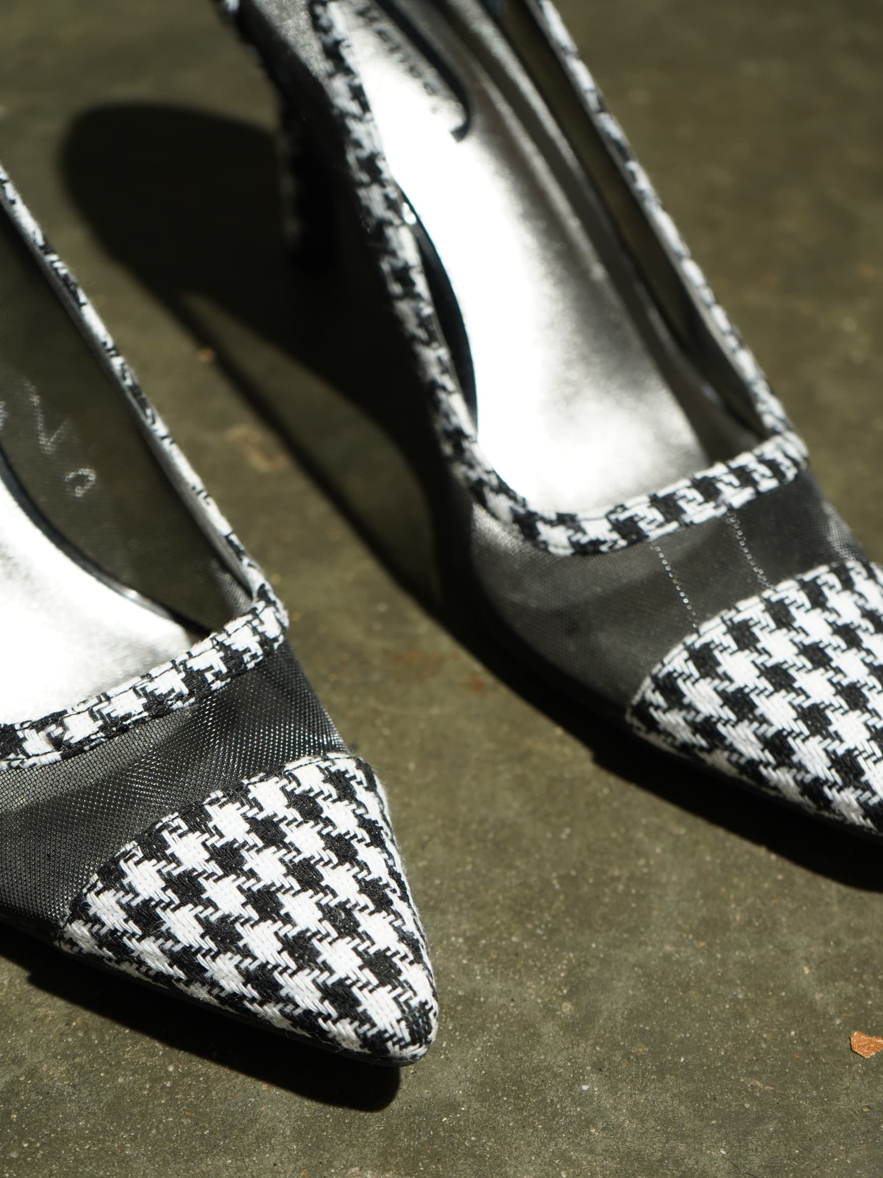 J. Renee Houndstooth Mesh Cap-Toe Stiletto Pump