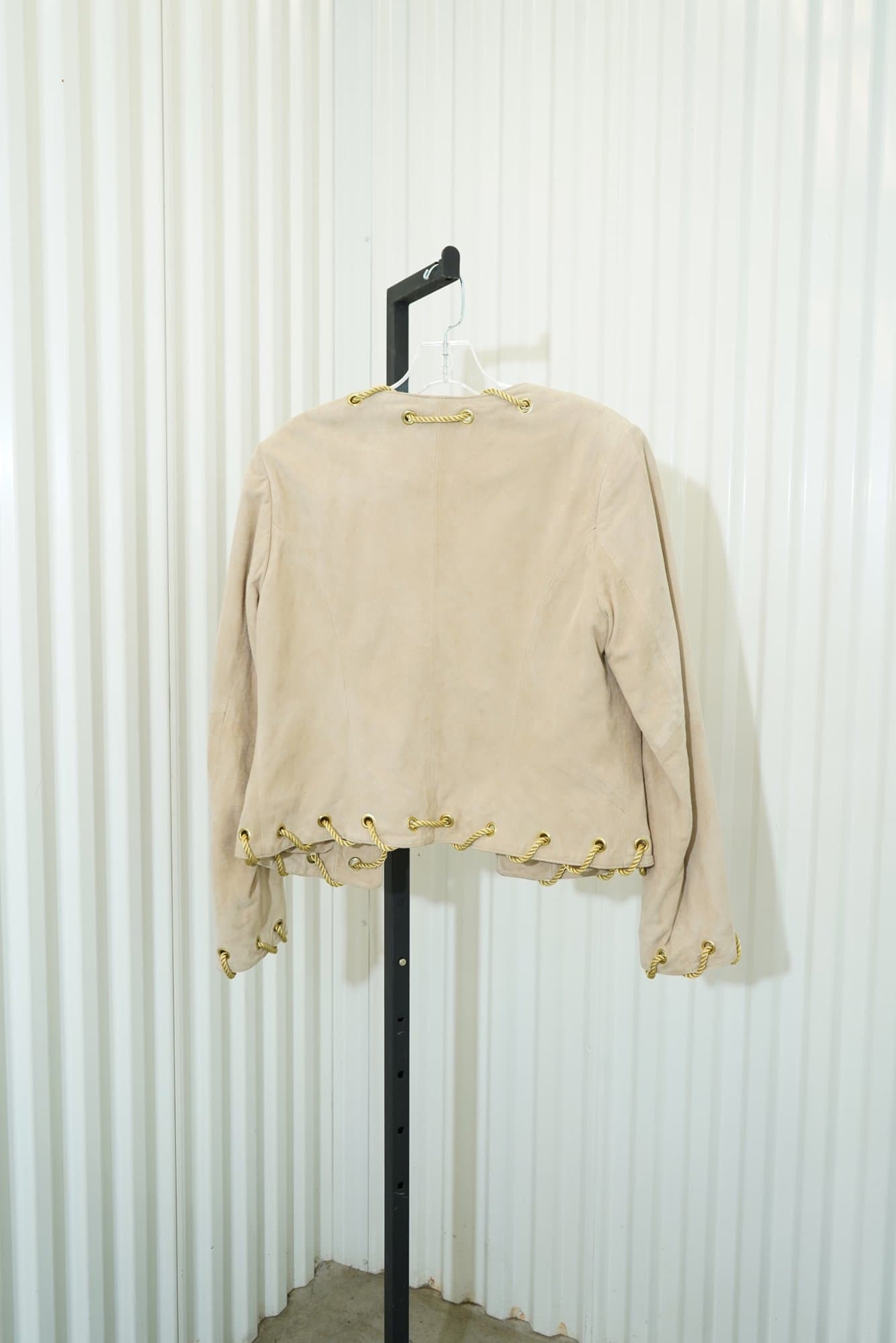 1990s APART impressions tan leather suede jacket with star appliqués