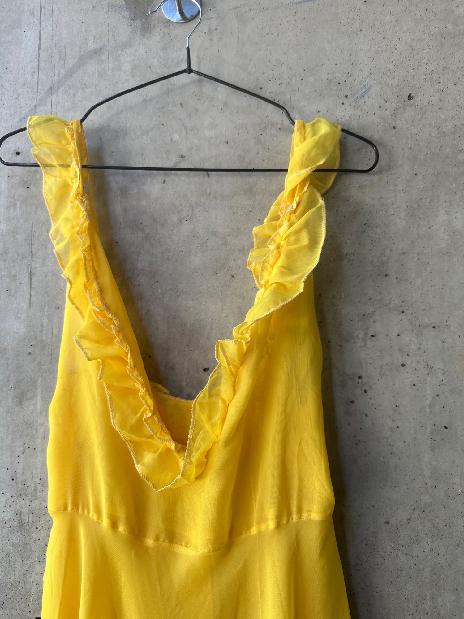 Yellow Ruffle Strap Maxi Dress