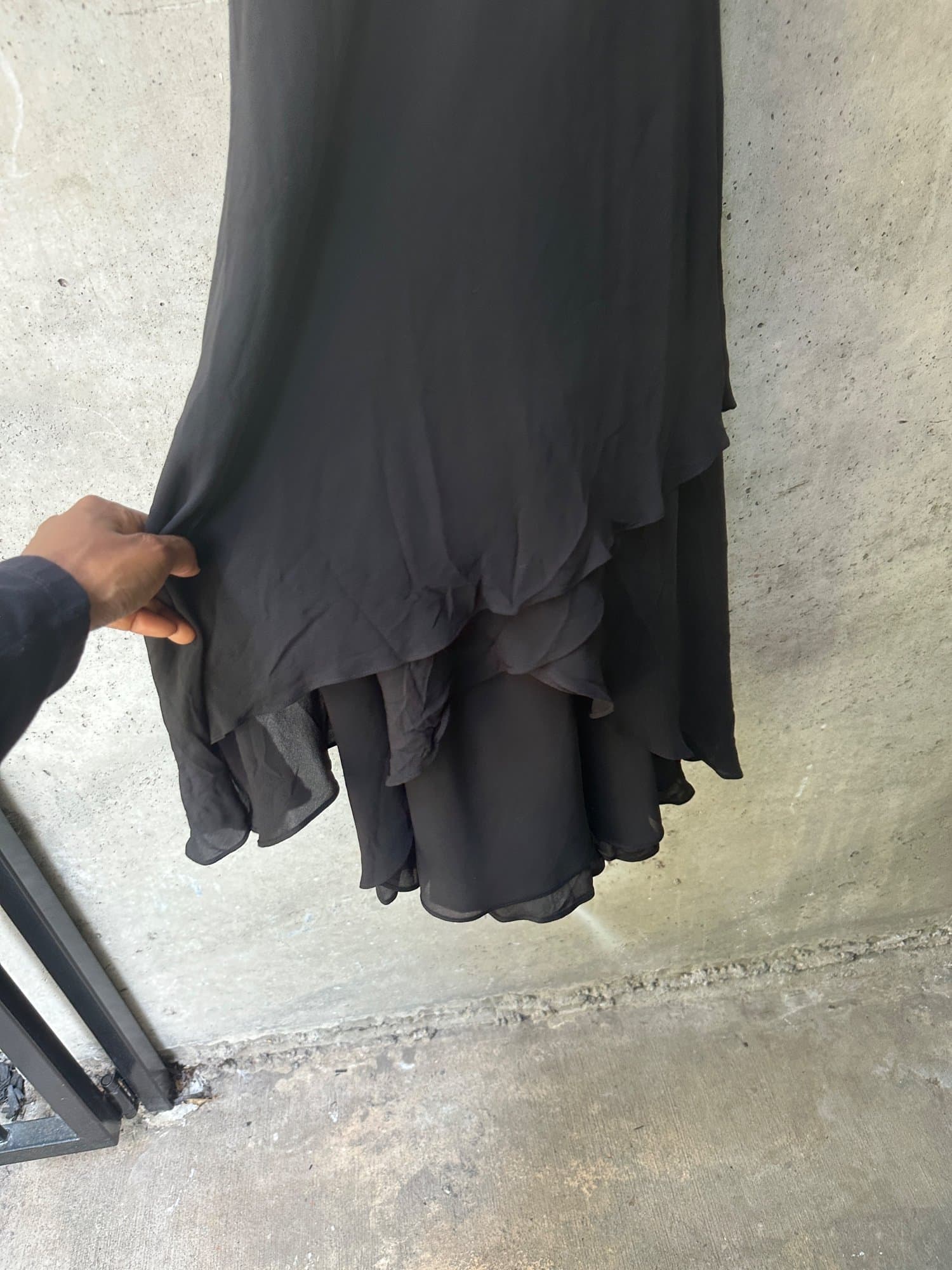 1990s-2000s Ann Taylor Layered Ruffle Hem Silk Dress
