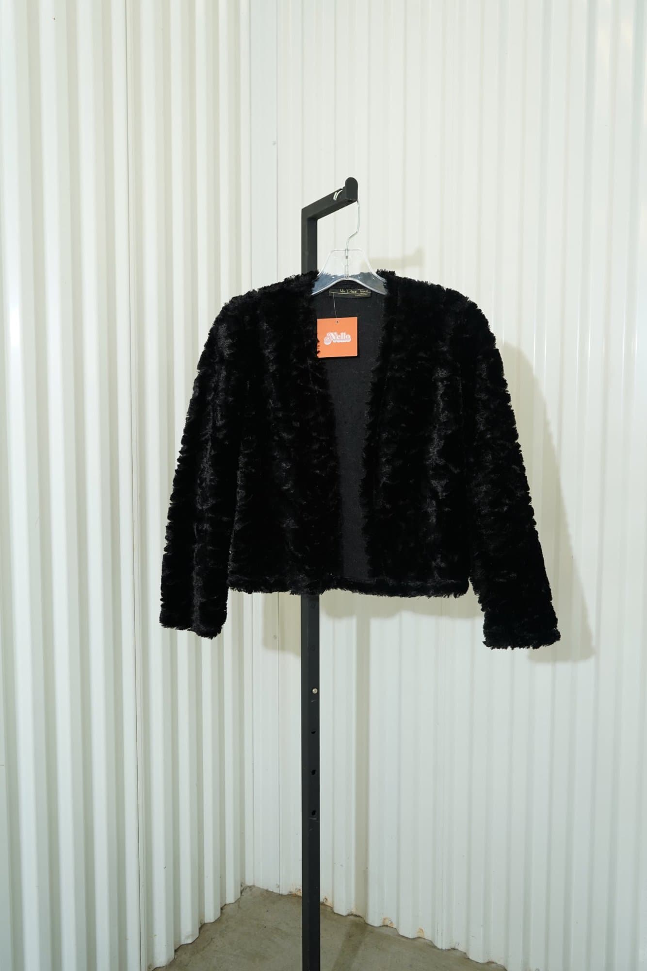 1990s Un Deux Trois collection Black Faux Fur Cropped Jacket