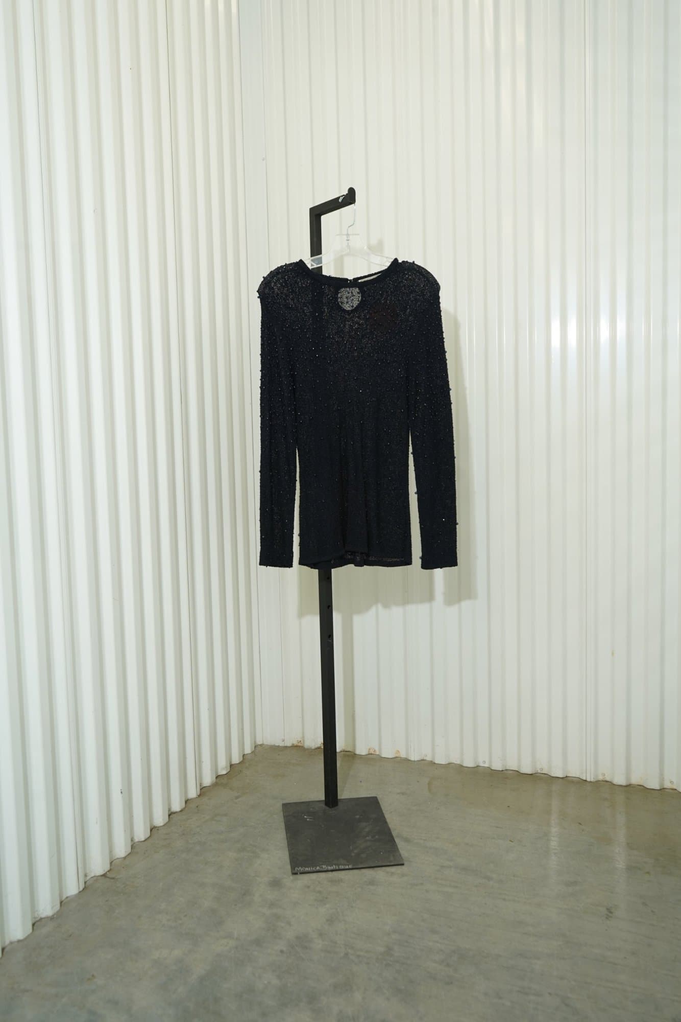 80s Carlisle/Sport Navy All-Over Beaded Knit Sweater