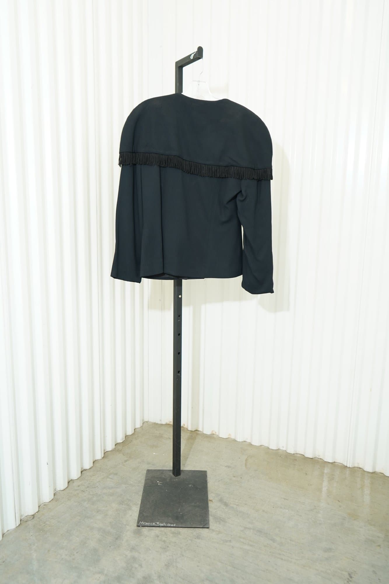 80s Rose Papi Black Fringe Cape-Yoke Structured Jacket