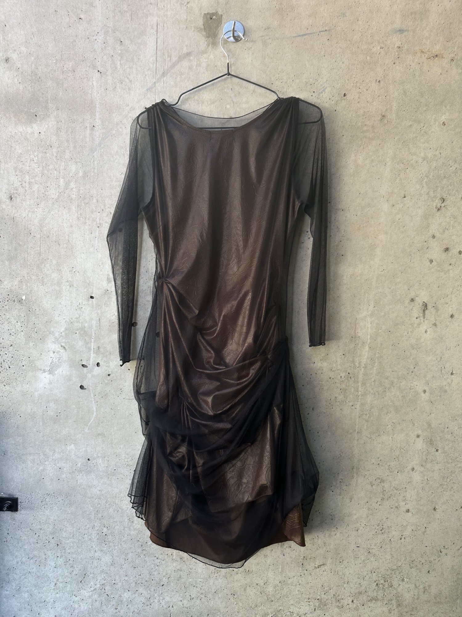 1990s-2000s J.S.P. Sheer Mesh Ruched Dress