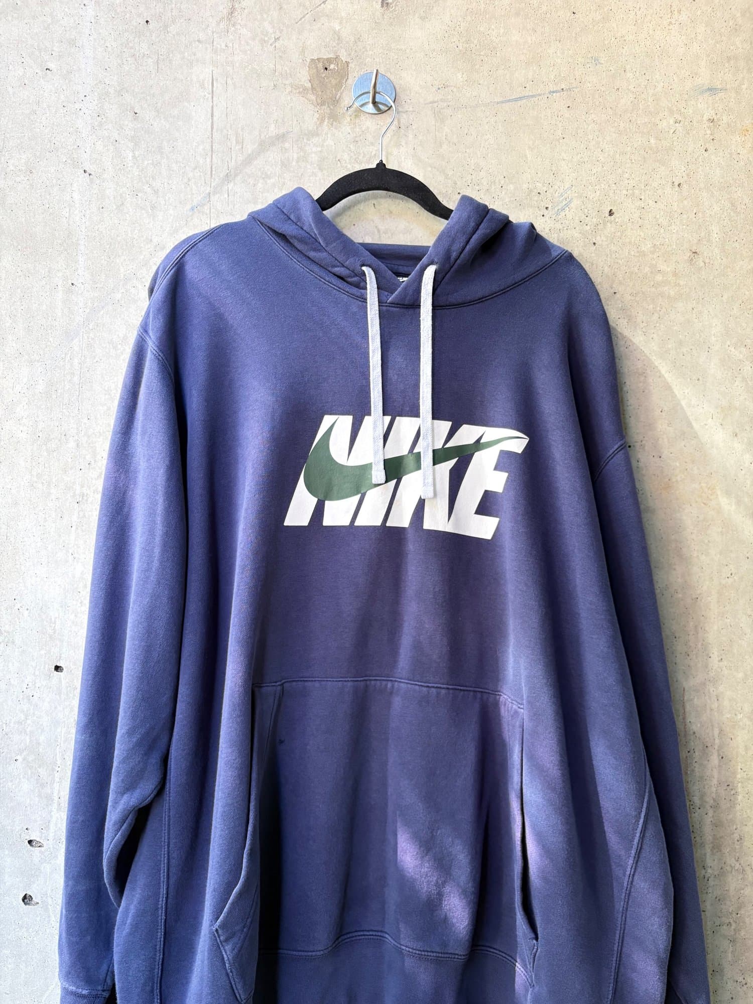 Y2K / early 2000s Prussian Blue white/green Nike hoodie