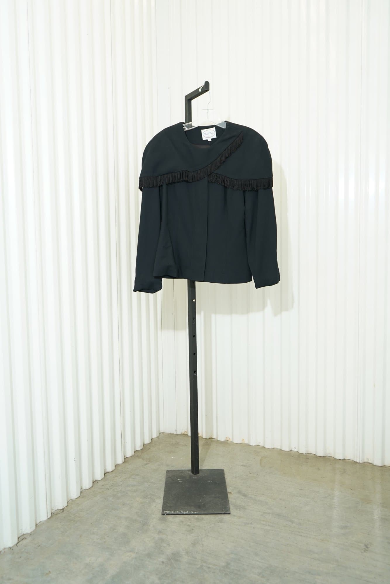 80s Rose Papi Black Fringe Cape-Yoke Structured Jacket