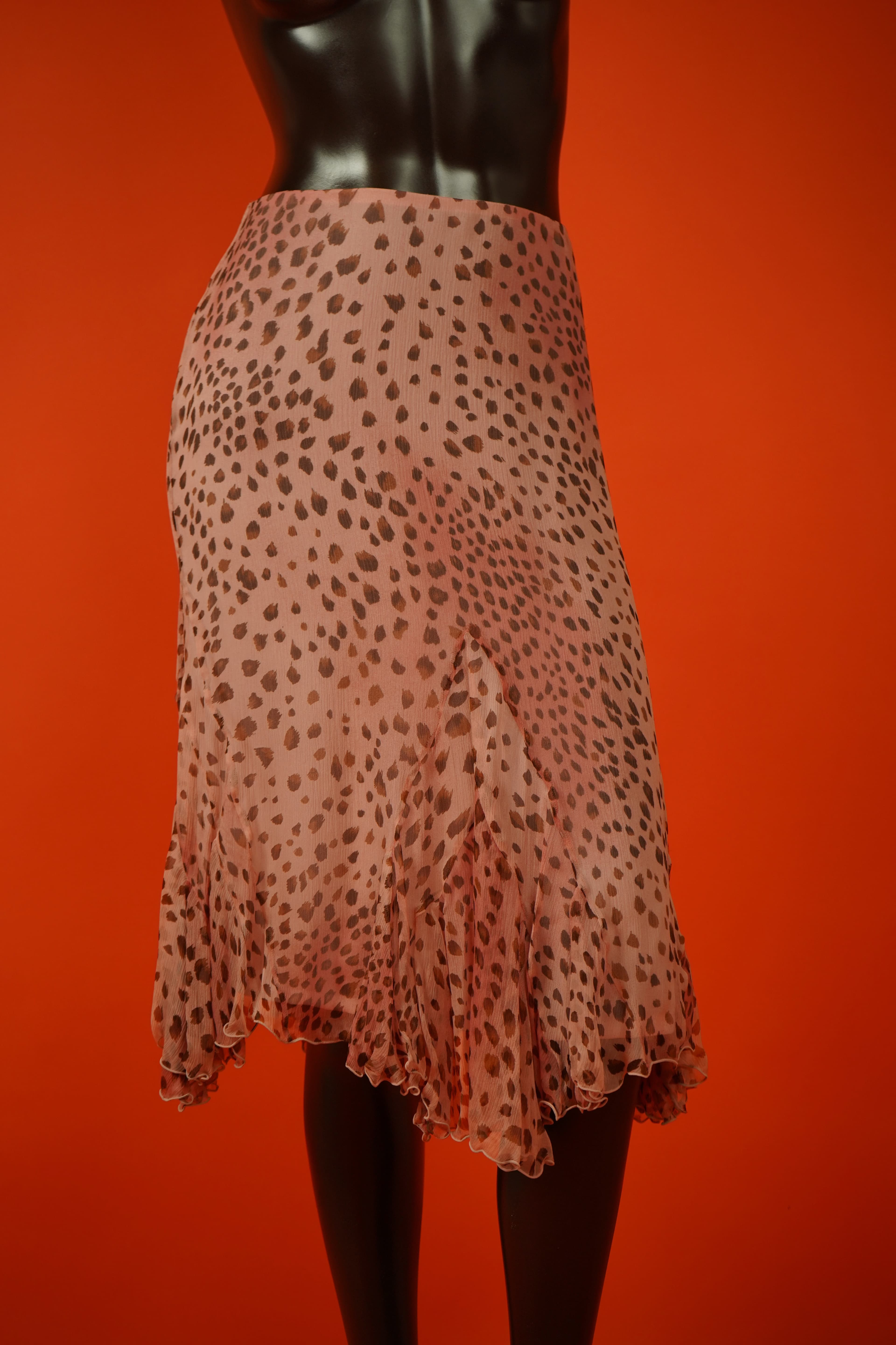 Dana Buchman Petite Pink Cheetah Silk Skirt
