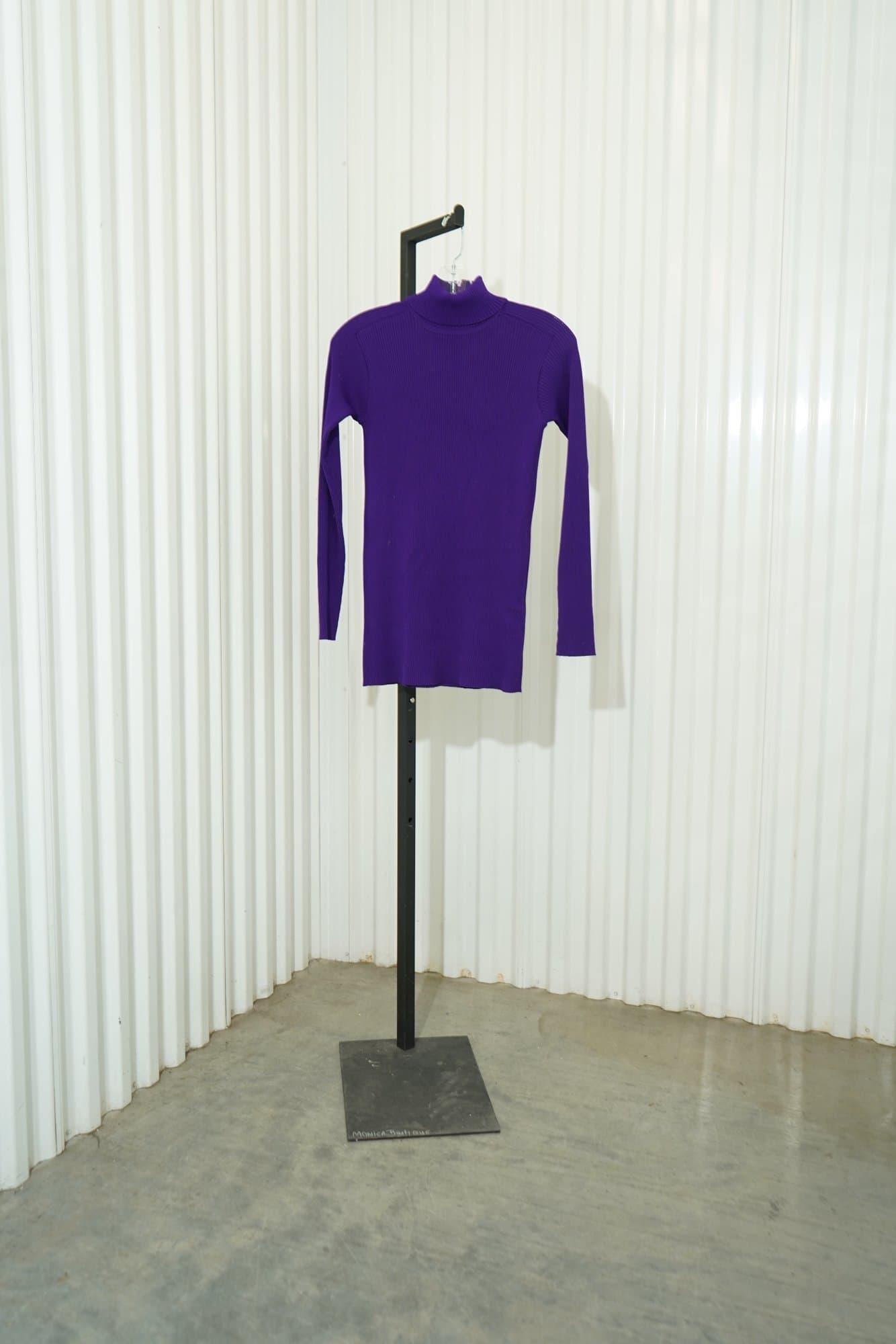70s Tami Royal Purple Fully Fashioned Ribbed Trutleneck Sweater- Made in Hong K…