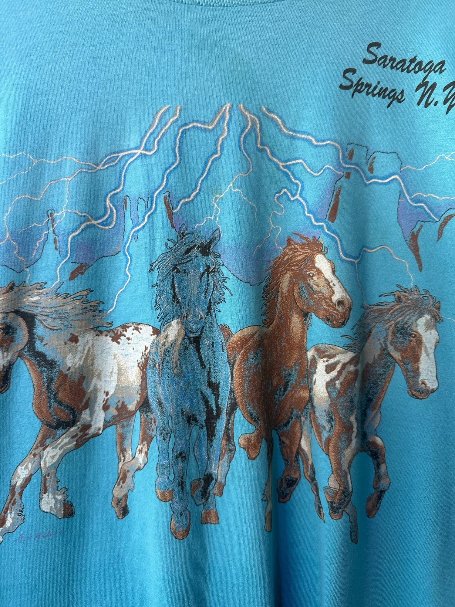 Vintage Turquoise Horse & Lightning T-Shirt