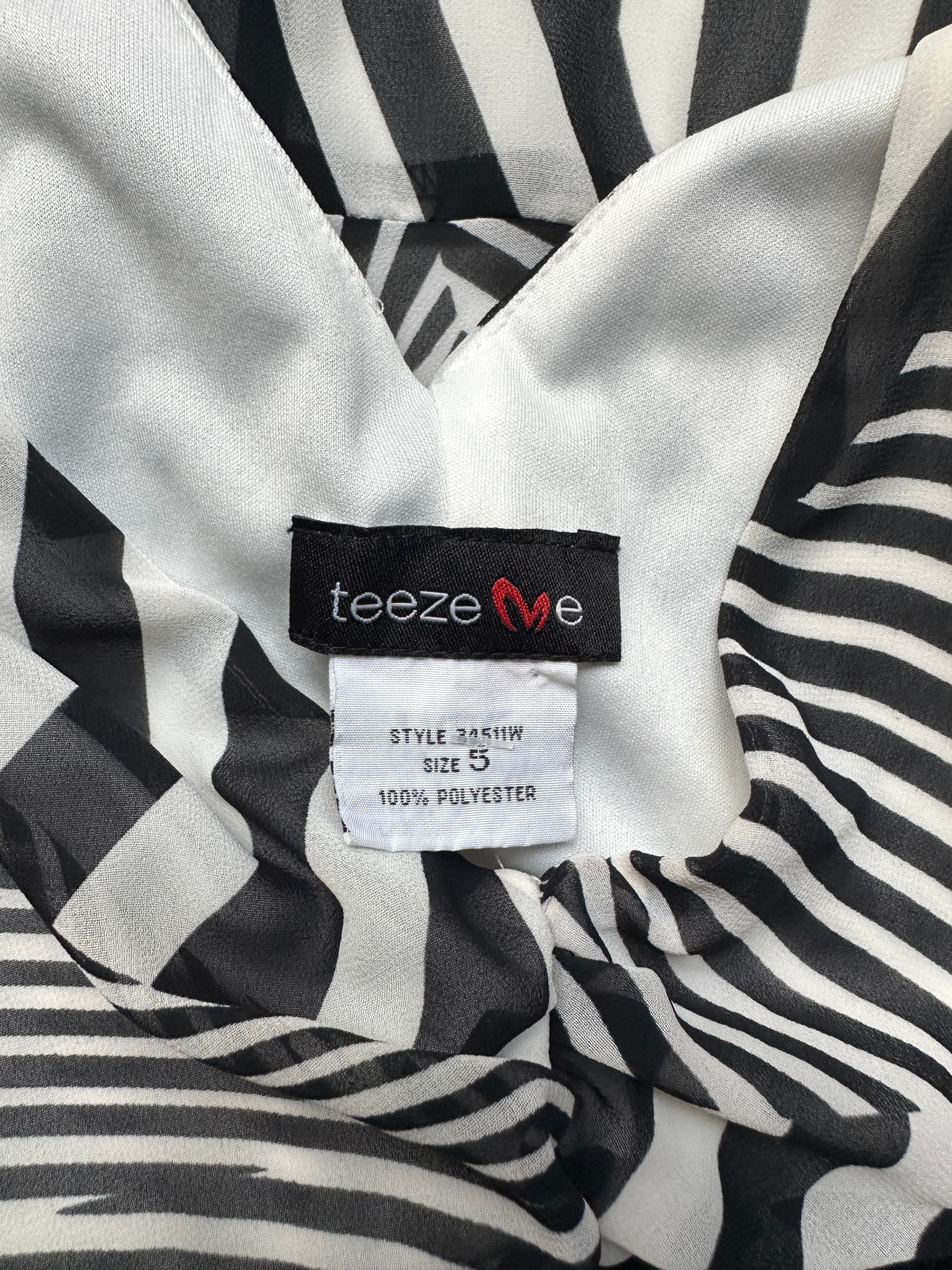 Teeze Me Black & White Striped Dress