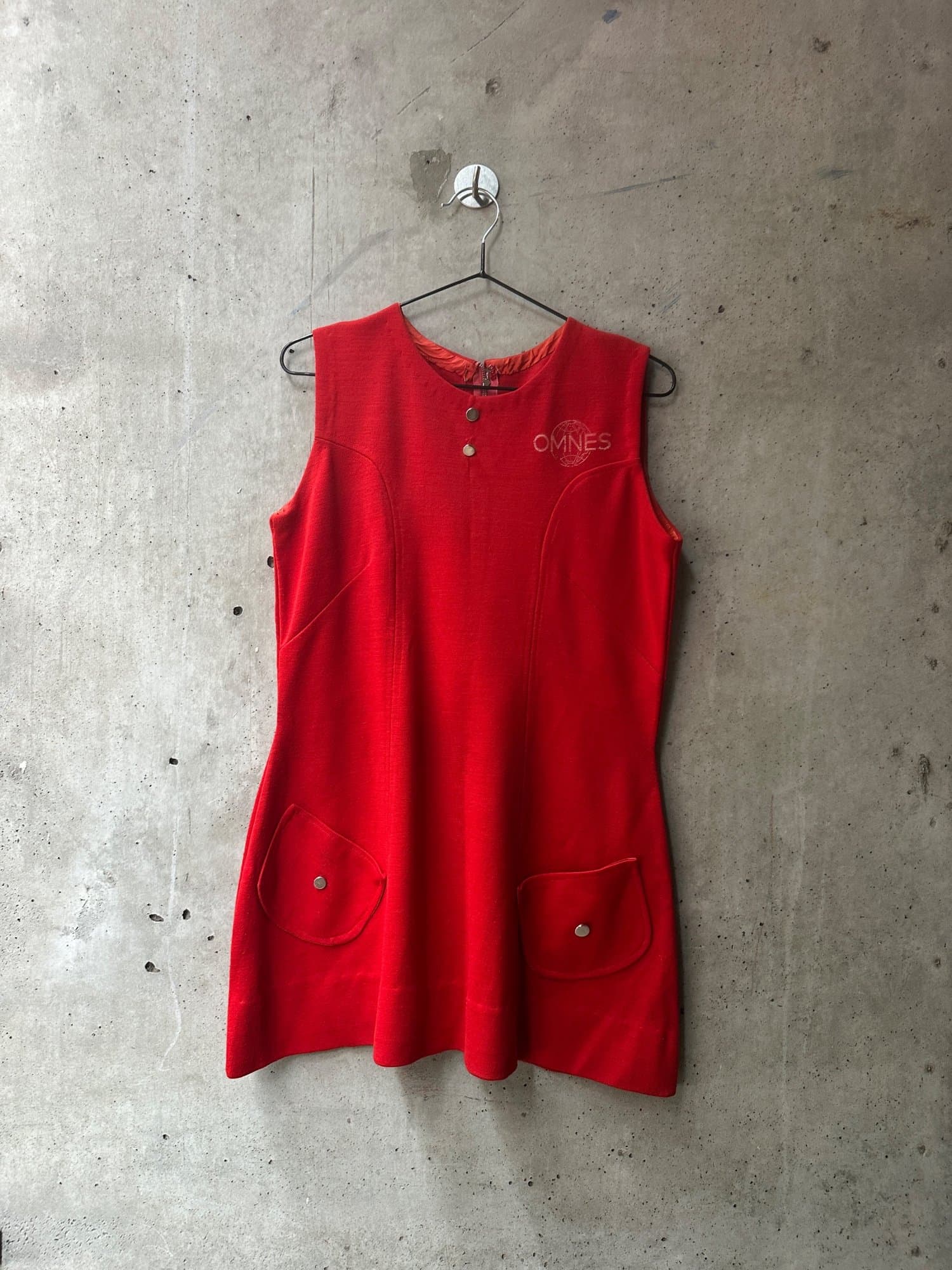 1960s-1970s Omnes Red Sleeveless Mod Mini Dress