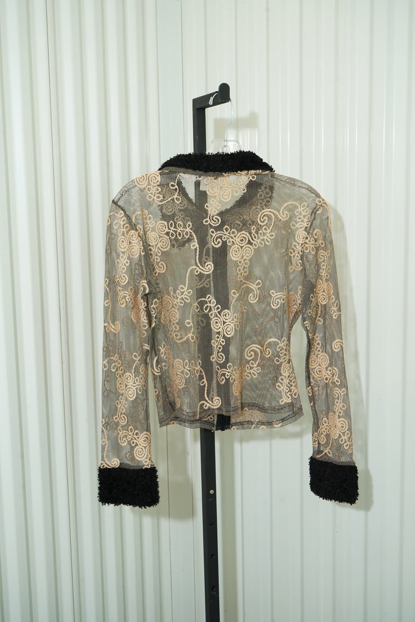 Millenium New York 1990s-2000s Millennium New York sheer mesh and fur cropped z…
