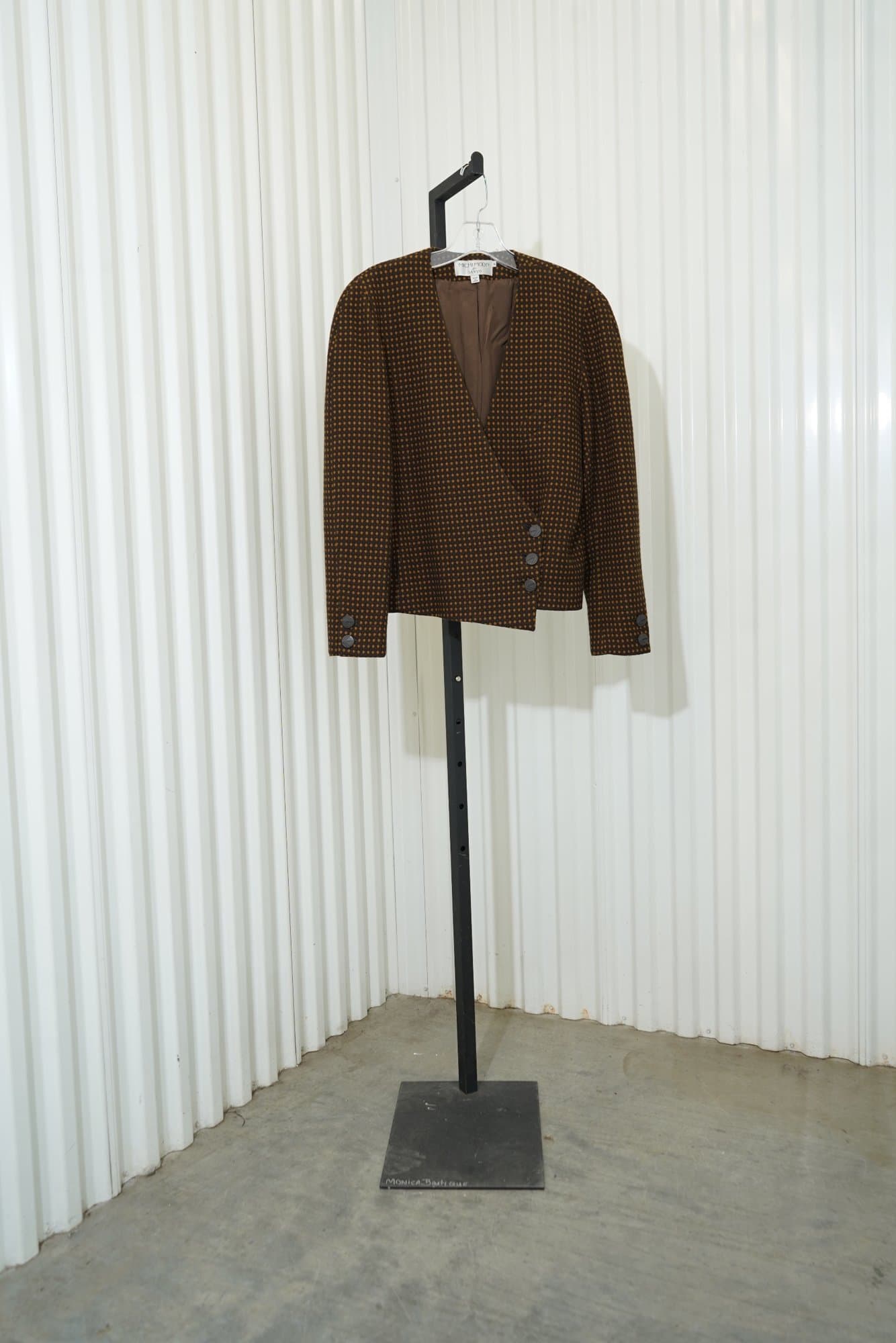 Storage Michii Moon for Sanyo 100% wool brown patterned textured jacket