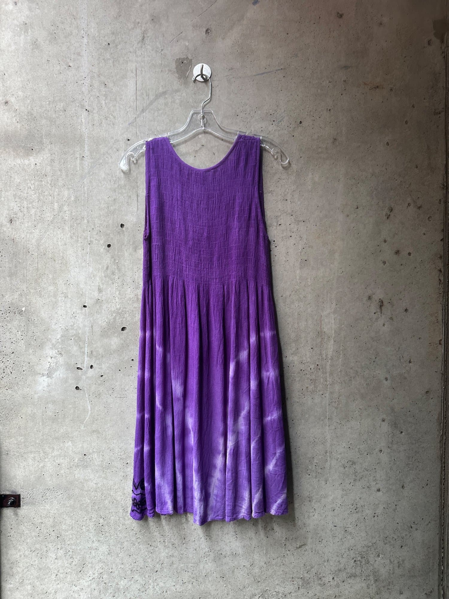 1990s-2000s India Boutique Purple Tie-Dye Sleeveless Dress