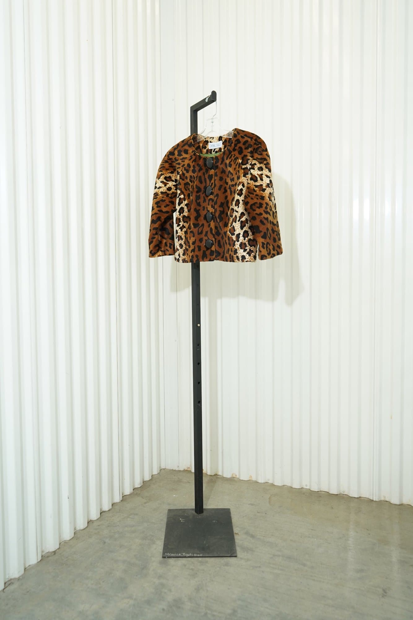 90s Central Falls Leopard Faux Fur Crop Jacket