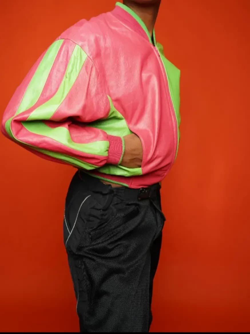 Cache Pink & Green Varsity Jacket
