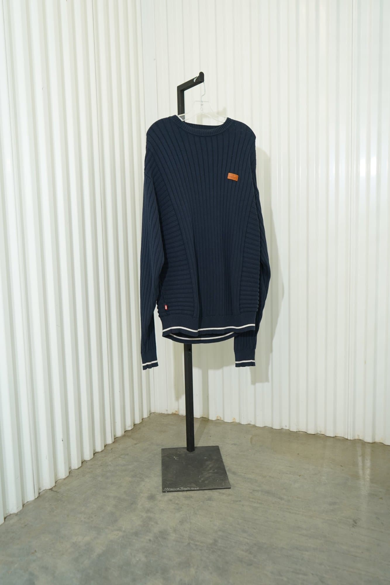 Y2K eckō unltd. Navy Ribbed Crew Neck Sweater (mens)