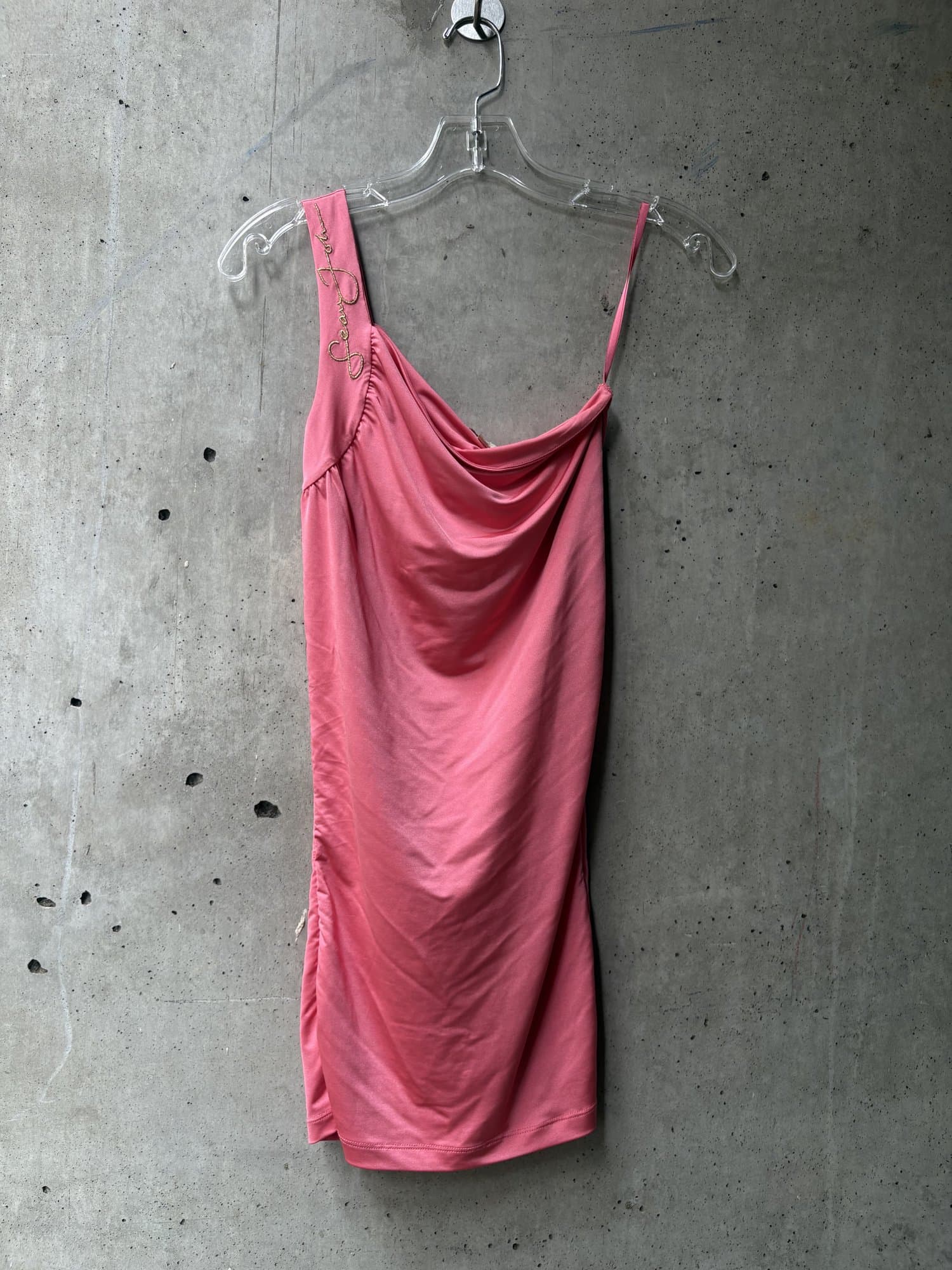 2000s Sean Jean Asymmetric Draped Pink Mini Dress