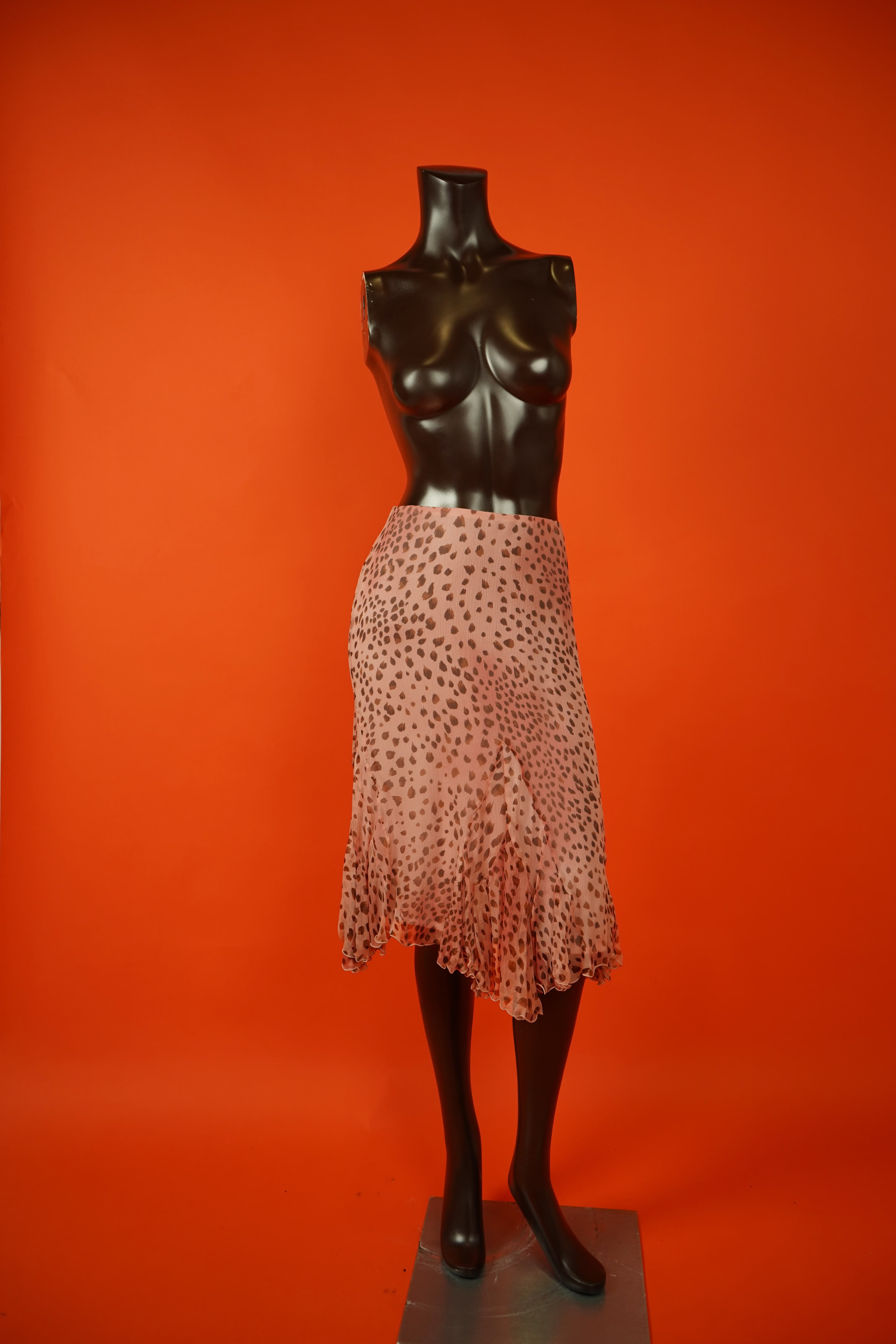 Dana Buchman Petite Pink Cheetah Silk Skirt
