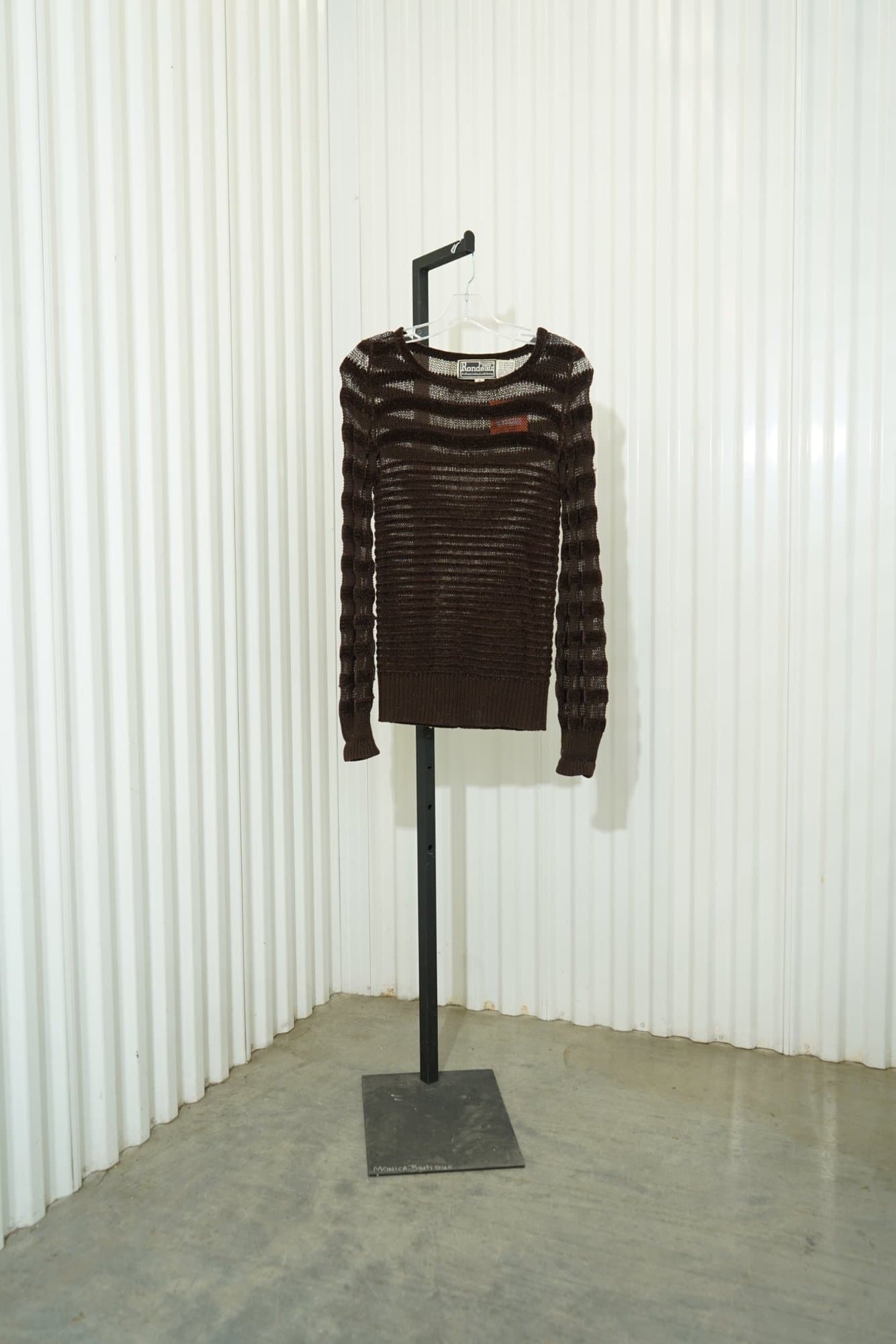 70s Rondeau International Chocolate Brown Open-Weave Knit Sweater