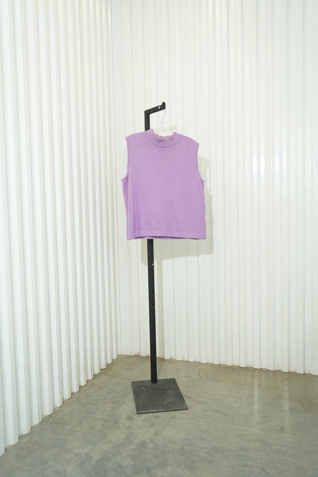 90s St. John Orchid Violet Mock Neck Shoulder Zipper knit Tank