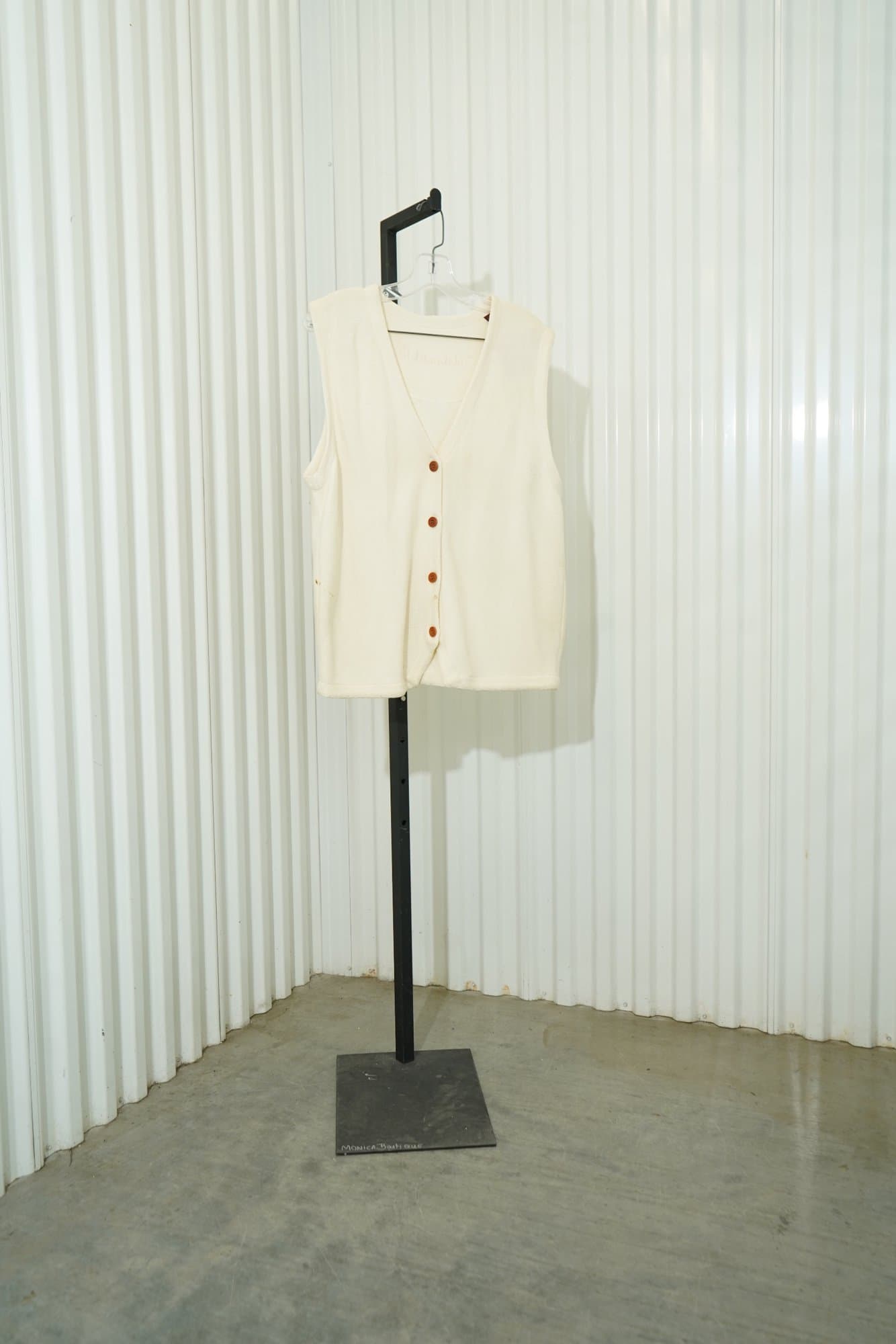 1990s-2000s Elandale Buttermilk 100% Cotton Crochet Cardigan Vest