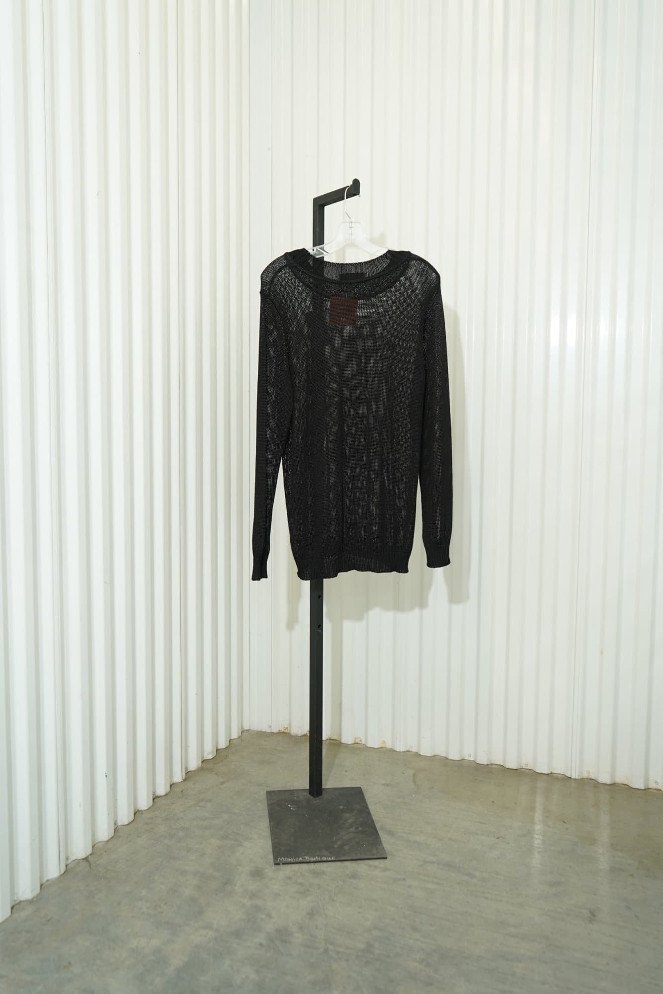 80s Gisella Glialdi Black Open-Weave Crew-Neck Sweater