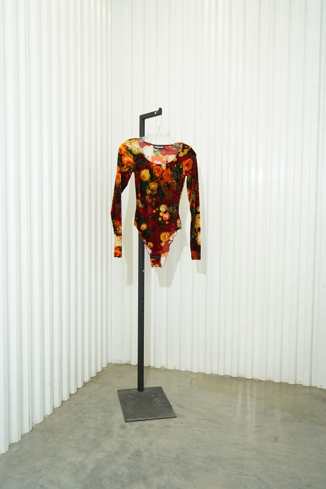 1970s Amazone velvet floral long sleeve bodysuit