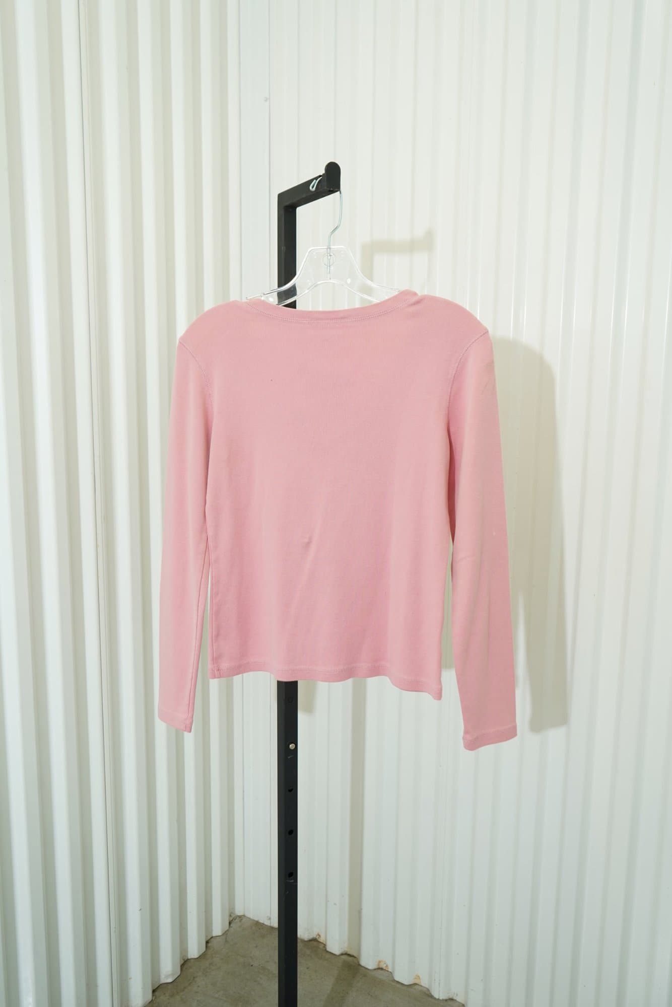 2010s-2020s Ann Taylor LOFT Melon Pink V-neck long sleeve top