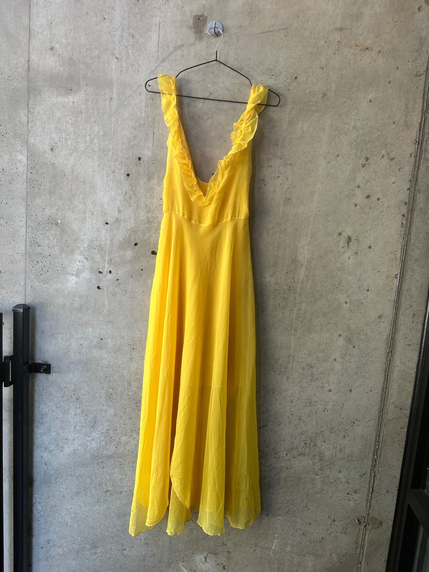 Yellow Ruffle Strap Maxi Dress
