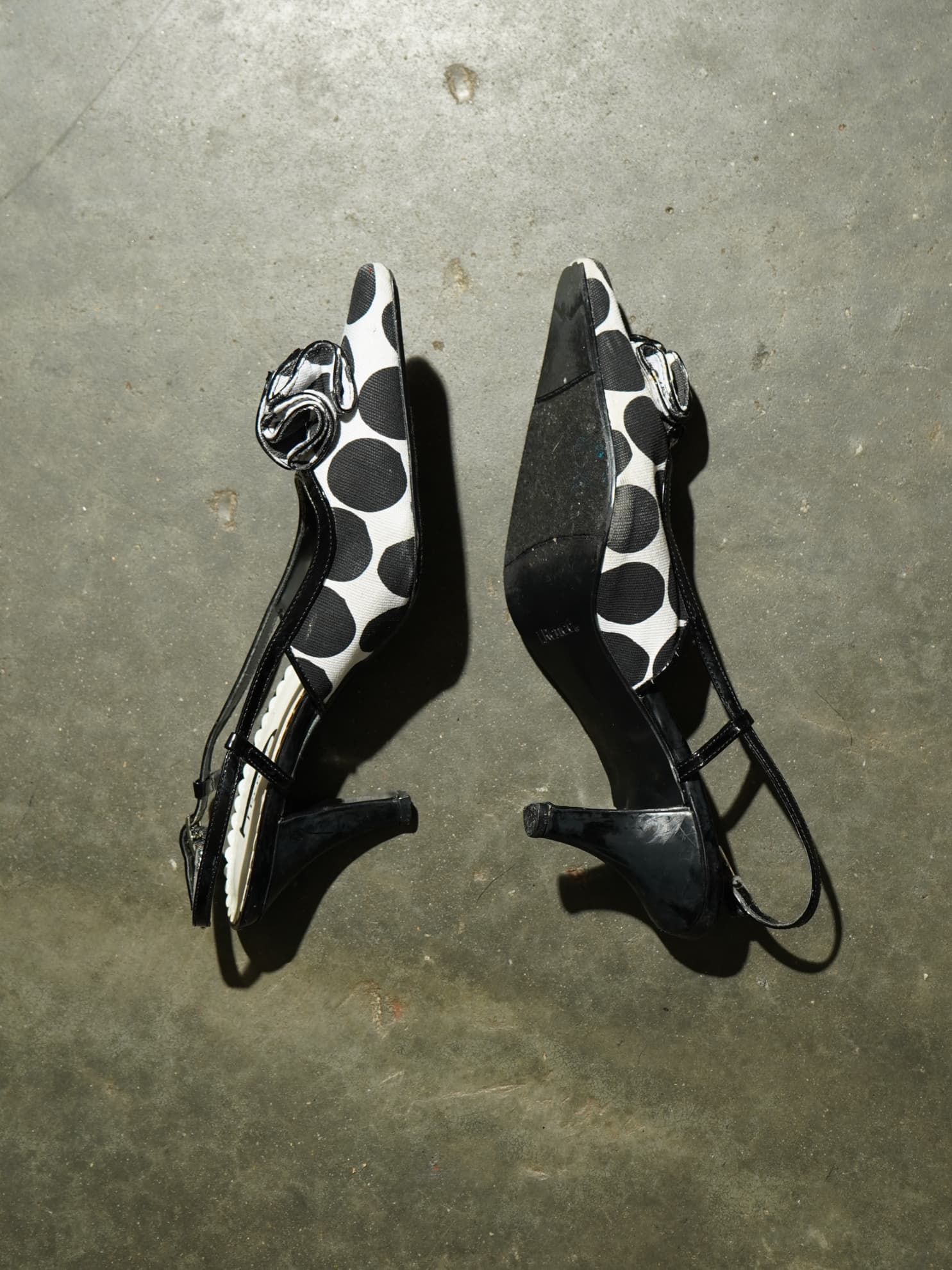 J. Renee Black & White Polka Dot Rosette Slingback